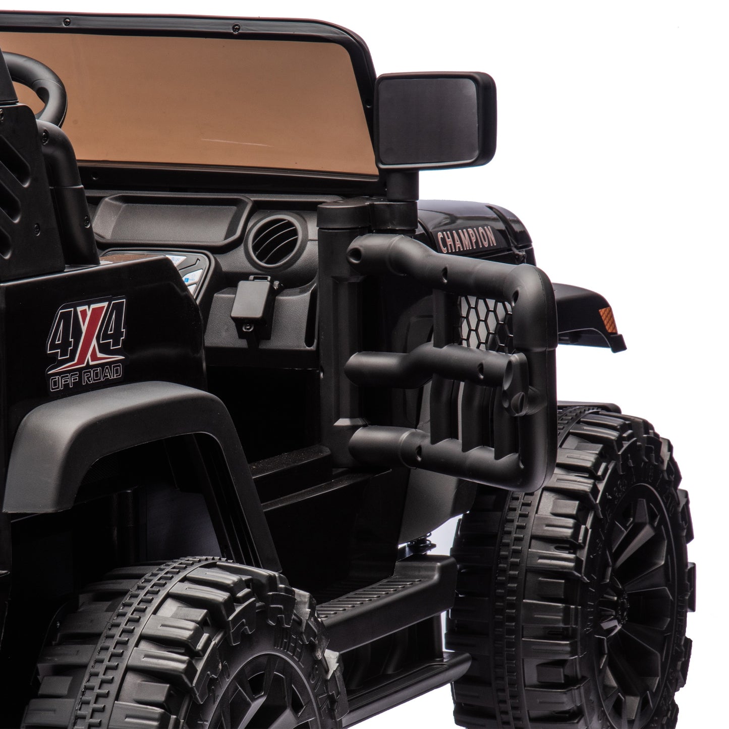 iRerts Ride on Toys for Kids 4-8, 24V 2 Seater Ride on Car with Remote Control, Powered Ride on Truck for Boys Girls Gifts, Kids Electric Vehicles with Bluetooth, USB/MP3, Light/Searchlight, Black