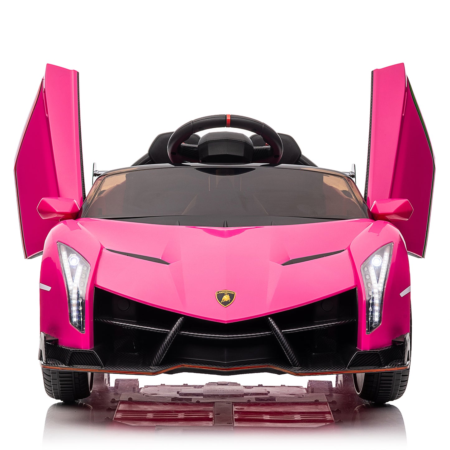 iRerts 12V Ride on Sports Cars with Remote Control, Lamborghini Poison Kids Ride on Vehicles Toys for Boys Girls 3-5 Years Old Gifts, Battery Powered Kids Electric Cars with Music, LED Light, Pink