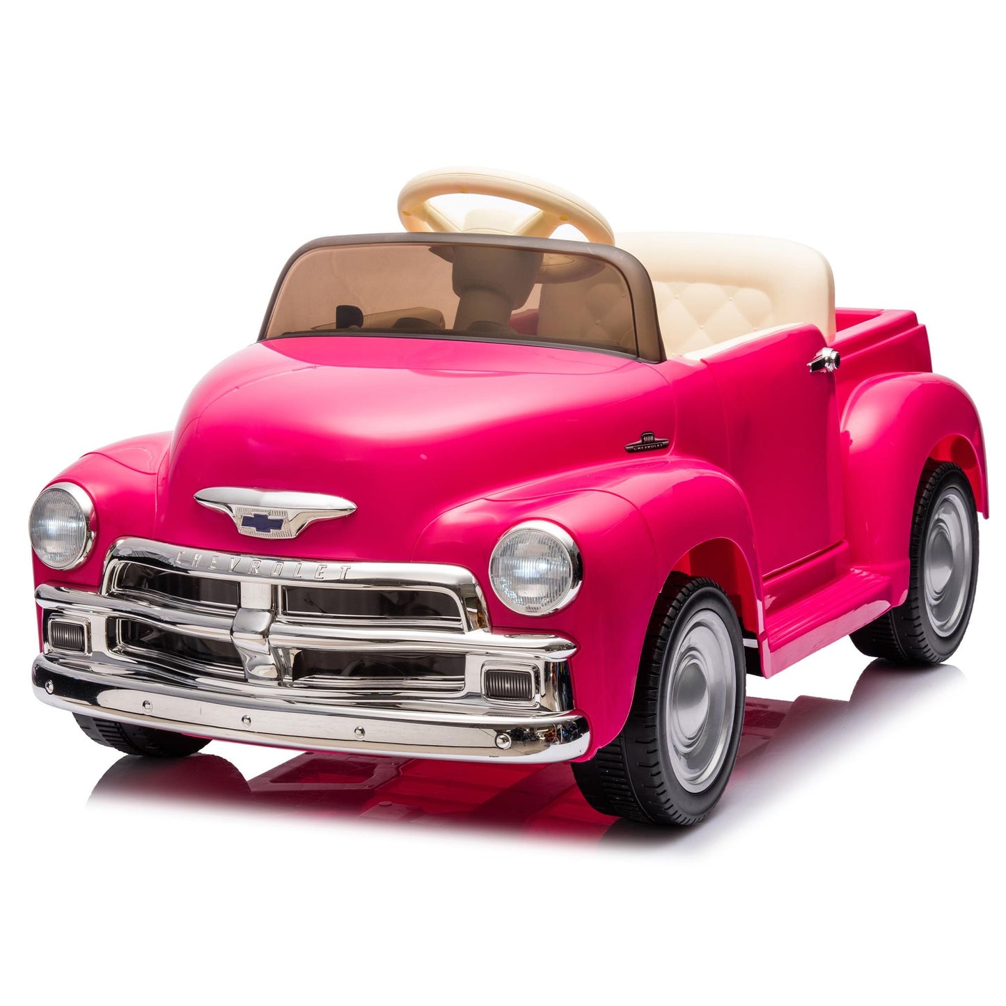 12V Powered Ride on Cars, Licensed Chevrolet 3100 Ride on Toys with Remote Control for kids Ages 3-6 Birthday Christmas Gifts, Kids Electric Car with Bluetooth, Music, USB/AUX Port, 3 Speeds, Pink