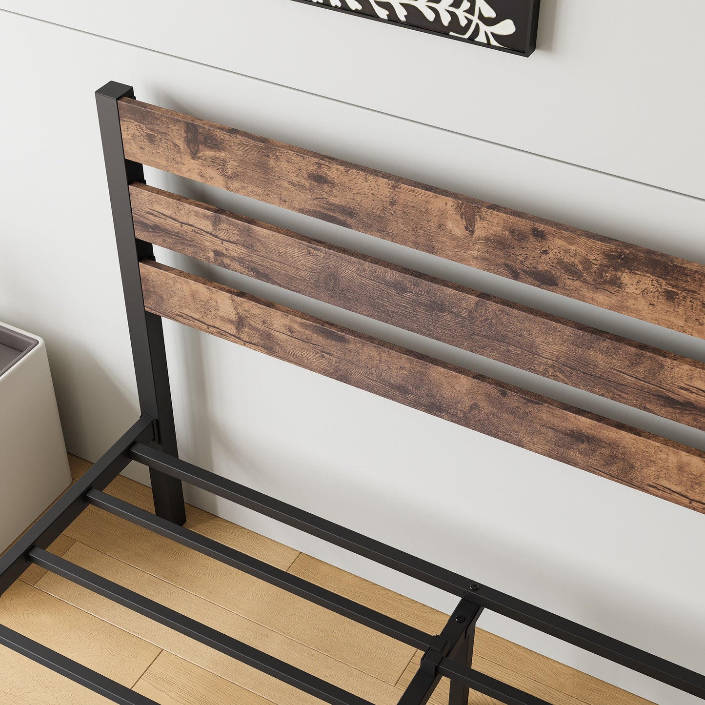 iRerts Full Bed Frame with Headboard, Metal Platform Bed Frame No Box Spring Needed, Bed Frame Full Size with Metal Support,  Noise-Free, Under Bed Storage, Easy Assembly, Rustic Brown