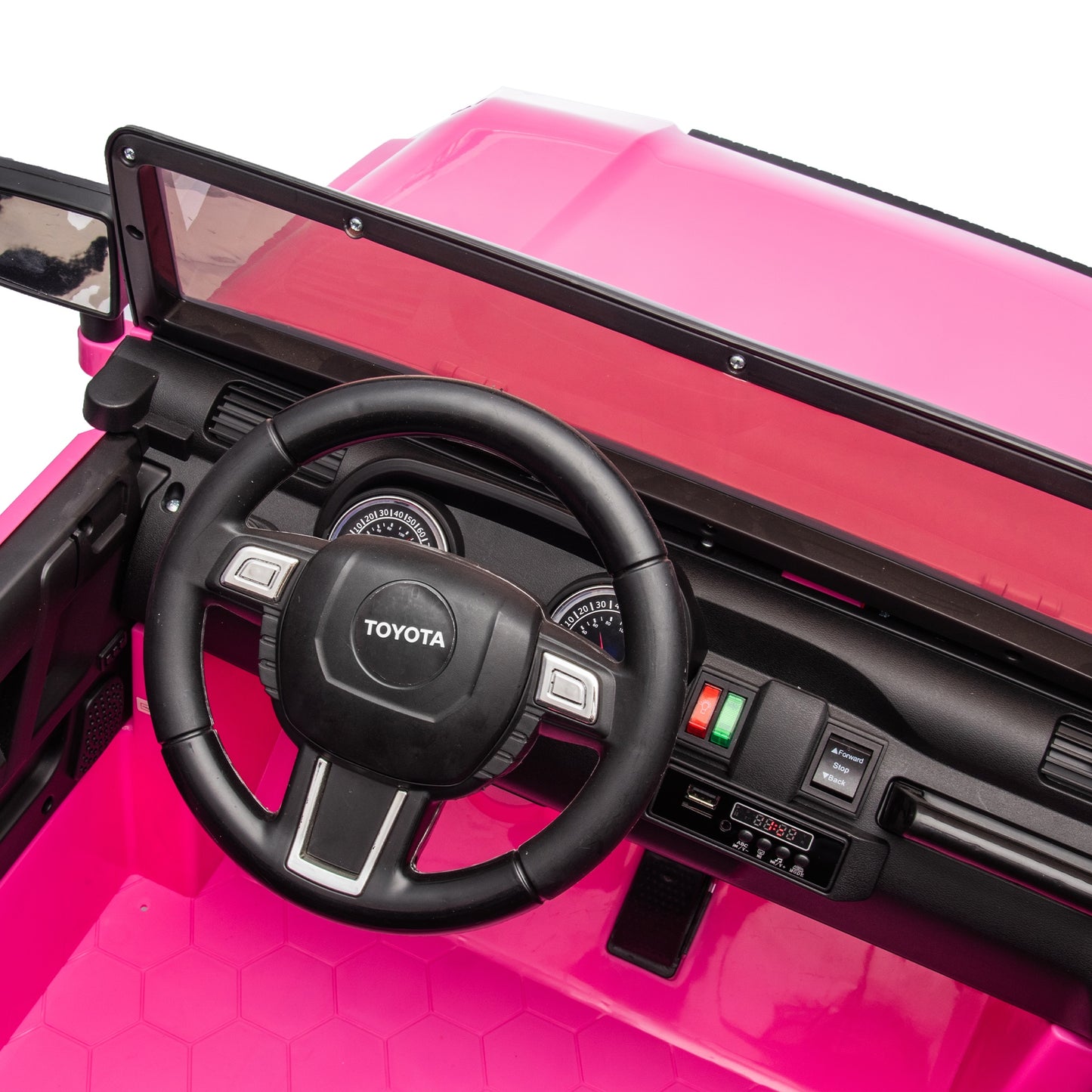 Licensed Toyota LC250 24V 2 Seater Ride On Car, Powered Ride on Toys with Remote Control, Shovel, Bluetooth Music, 4WD 220W Motor, 4 Wheels Suspension, Electric Truck for Kids Boy Girl Ages 3-8, Pink