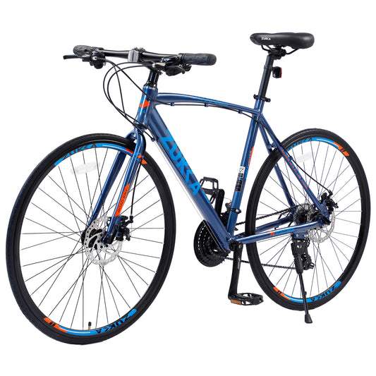 iRerts 24 Speed Hybrid Bike, 700C Road Bikes for Men Women, Adult City Bicycle Commuter Bike with Double Disc Brake and 3*8 Gears Shimano, Lightweight Adult Bike for School Commuting, Light Blue