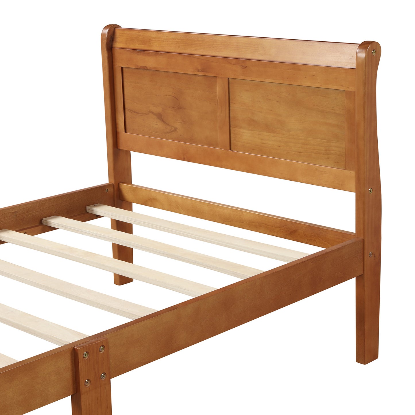 iRerts Wood Twin Platform Bed Frame, Modern Twin Bed Frame with Headboard, Twin Size Wood Platform Bed with Wooden Slat Support, No Box Spring Needed, Easy Assembly, Oak