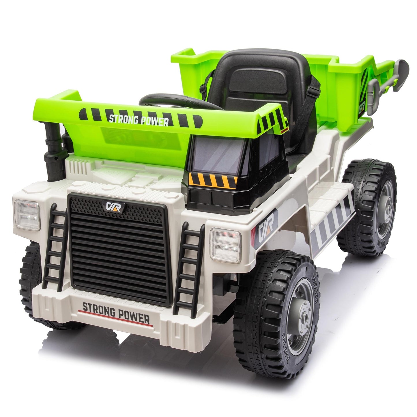 iRerts Ride on Dump Truck for Boys, 12V Ride on Car with Remote Control, 4 Wheel Construction Vehicles with Electric Dump Bed and Shovel, Powered Ride on Toys with Bluetooth, Music, USB Port, White