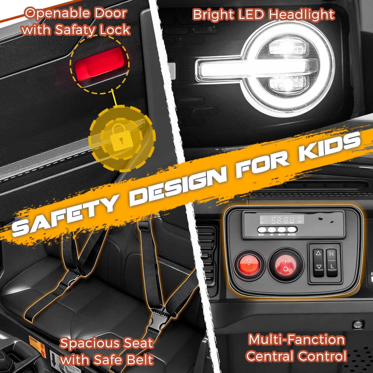 iRerts 2 Seater Ride on Cars, Licensed Ford Bronco Base 24V Ride on Toys for Big Kids Ages 3-8, Powered Kids Car Electric Vehicle with Remote Control, Bluetooth, LED Lights, 4 Wheel Suspension, Black