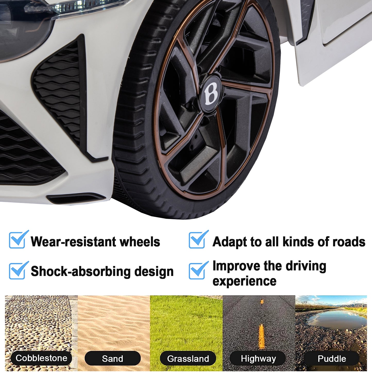 Kids Electric Car for Boys Girls Gift, Licensed Bentley Mulsanne 12V Ride On Cars with Remote Control, Battery Powered Ride On Toys with Bluetooth, USB, MP3, LED Light, White