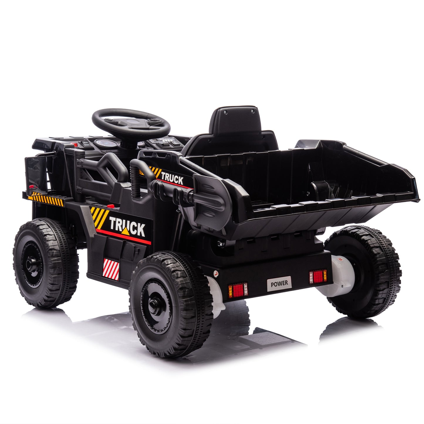 iRerts Ride On Dump Truck for Kids, 12V Powered Ride on Car with Remote Control, Electric Dump Bed, 1 Shovel, Bluetooth Music, LED Light, Kids Car Ride on Construction for Boys Girls Ages 3-5, Black