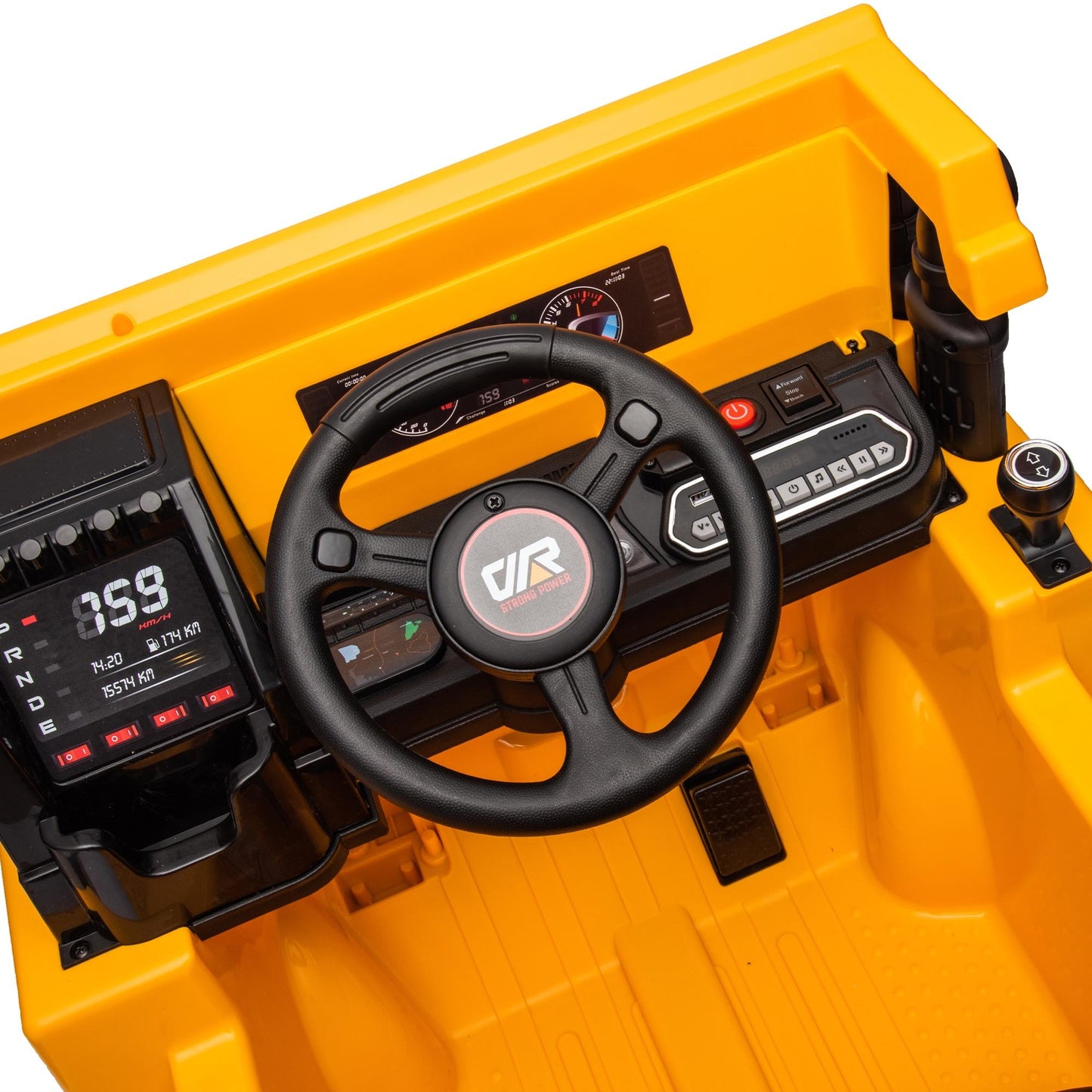iRerts Ride on Dump Truck for Boys, 12V Ride on Car with Remote Control, 4 Wheel Construction Vehicles with Electric Dump Bed and Shovel, Powered Ride on Toys with Bluetooth, Music, USB Port, Yellow