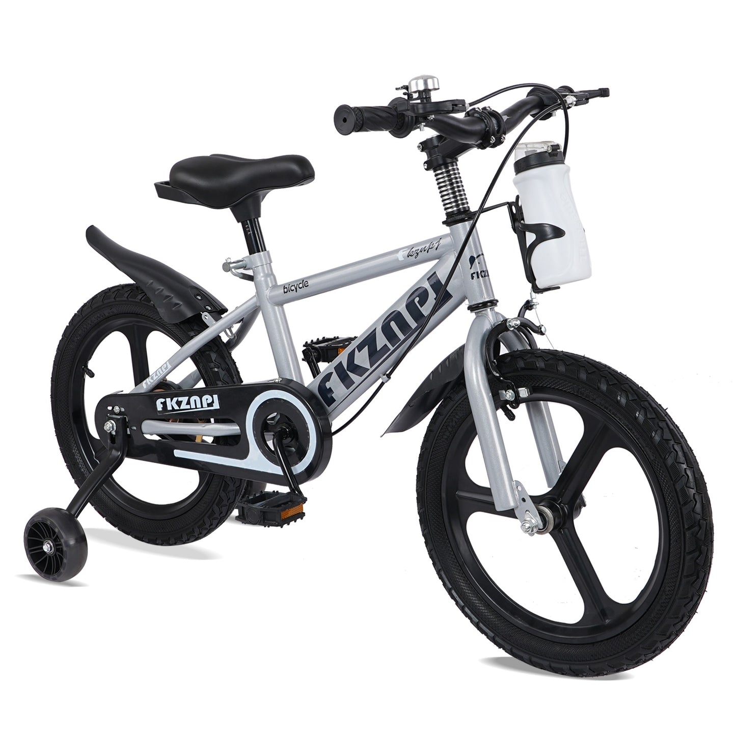 iRerts Kids Bike, 18 Inch Kids Bicycle for Boys Girls Ages 3-7, Toddlers Bike with Water Bottle Holder, Training Wheels with Night Glow, Adjustable Seat, Gray