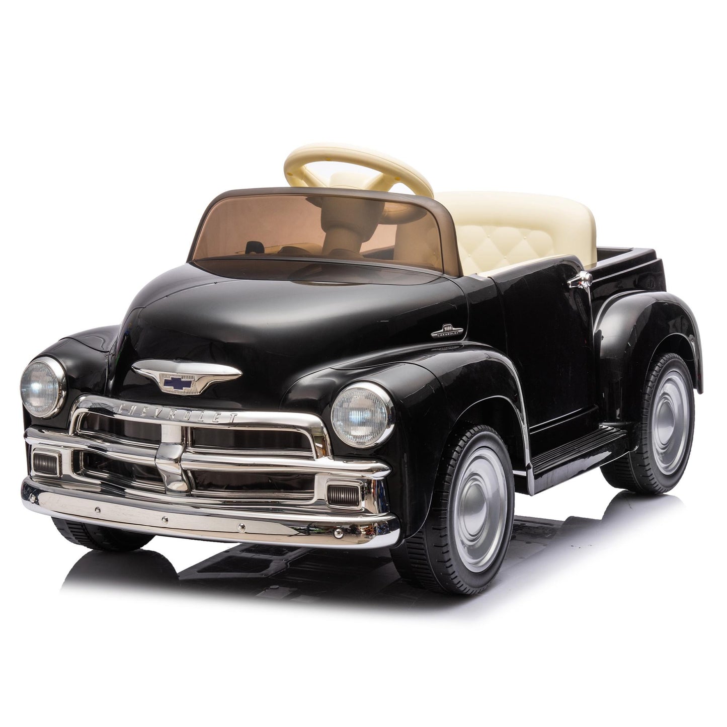 12V Powered Ride on Cars, Licensed Chevrolet 3100 Ride on Toys with Remote Control for kids Ages 3-6 Birthday Christmas Gifts, Kids Electric Car with Bluetooth, Music, USB/AUX Port, 3 Speeds, Black