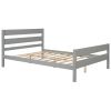 iRerts Wood Twin Bed Frame, Gray Twin Platform Bed Frame with Headboard and Footboard, Modern Twin Bed Frame No Box Spring Needed for Adults Teens Kids, Twin Size Bed Frame with Wood Slat Support