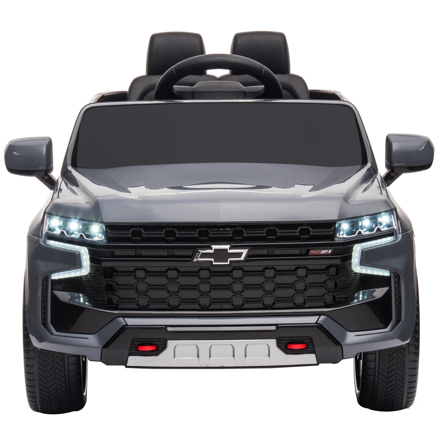 iRerts 12V Battery Powered Ride on Cars with Remote Control, Licensed Chevrolet Tahoe Kids Electric Cars for 3-6 Ages Kids Gift, Ride On Toy with Bluetooth, Music, MP3/USB/AUX Port, LED Light, Gray