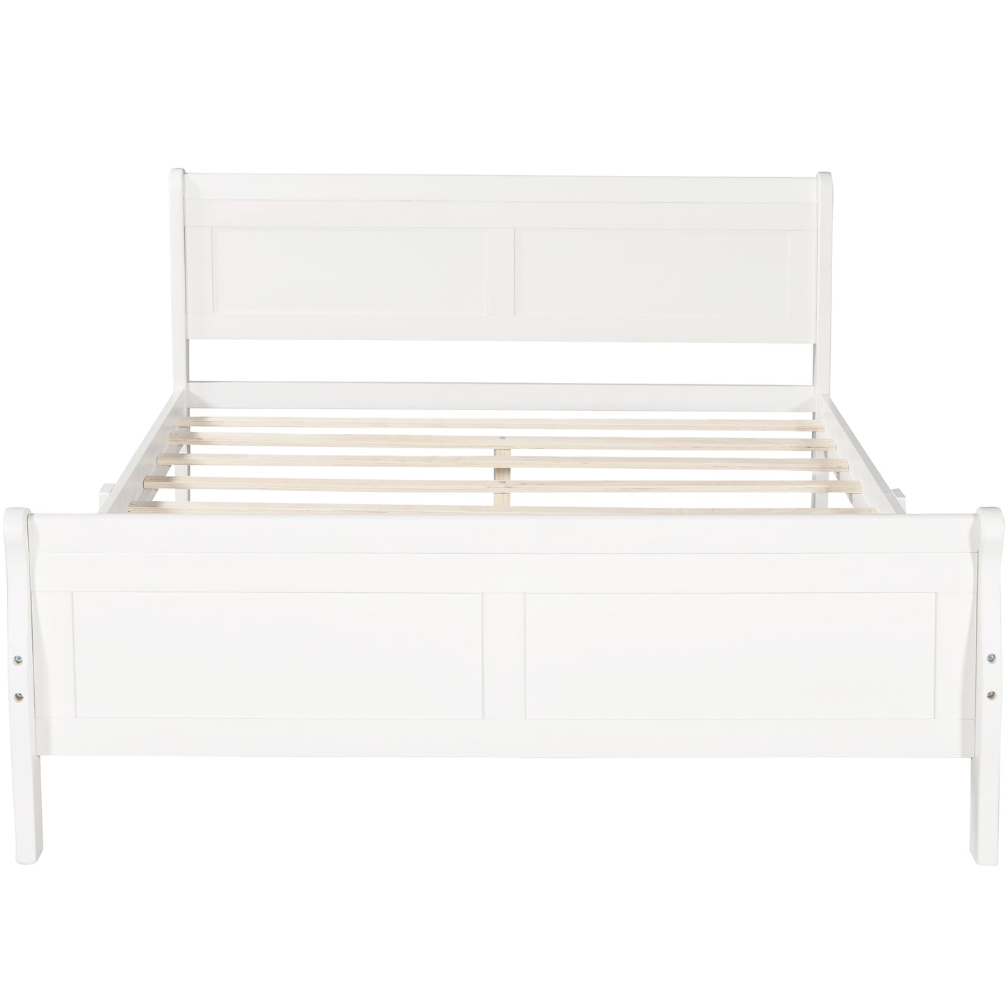 iRerts Wood Full Platform Bed Frame, Modern Full Bed Frame with Headboard, Full Size Wood Platform Bed with Wooden Slat Support, No Box Spring Needed, Easy Assembly, White