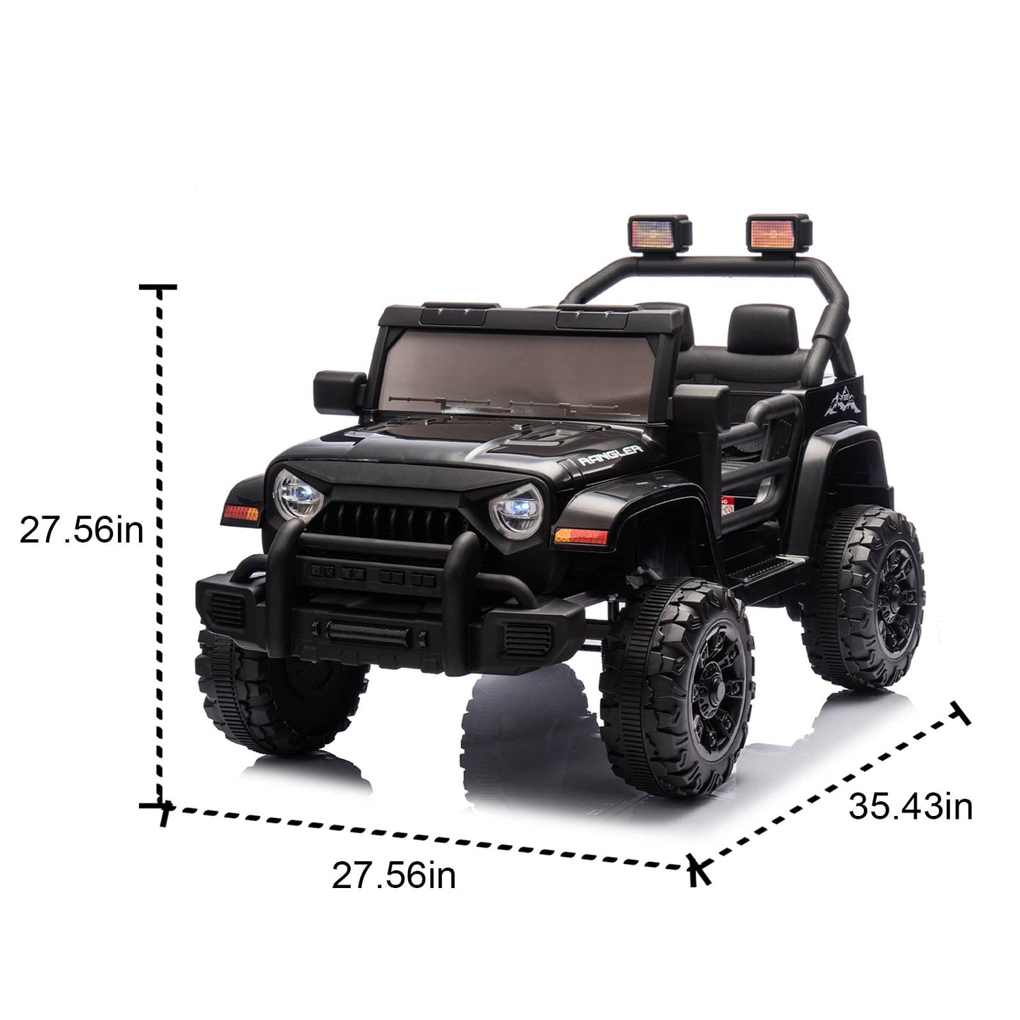 iRerts 12V Ride on Cars with Remote Control, Electric Cars for Kids Boys Girls 3-6 Ages, Powered Ride on Toys Truck with Bluetooth, Music, MP3/USB Port, Detachable Steering Wheel, Black