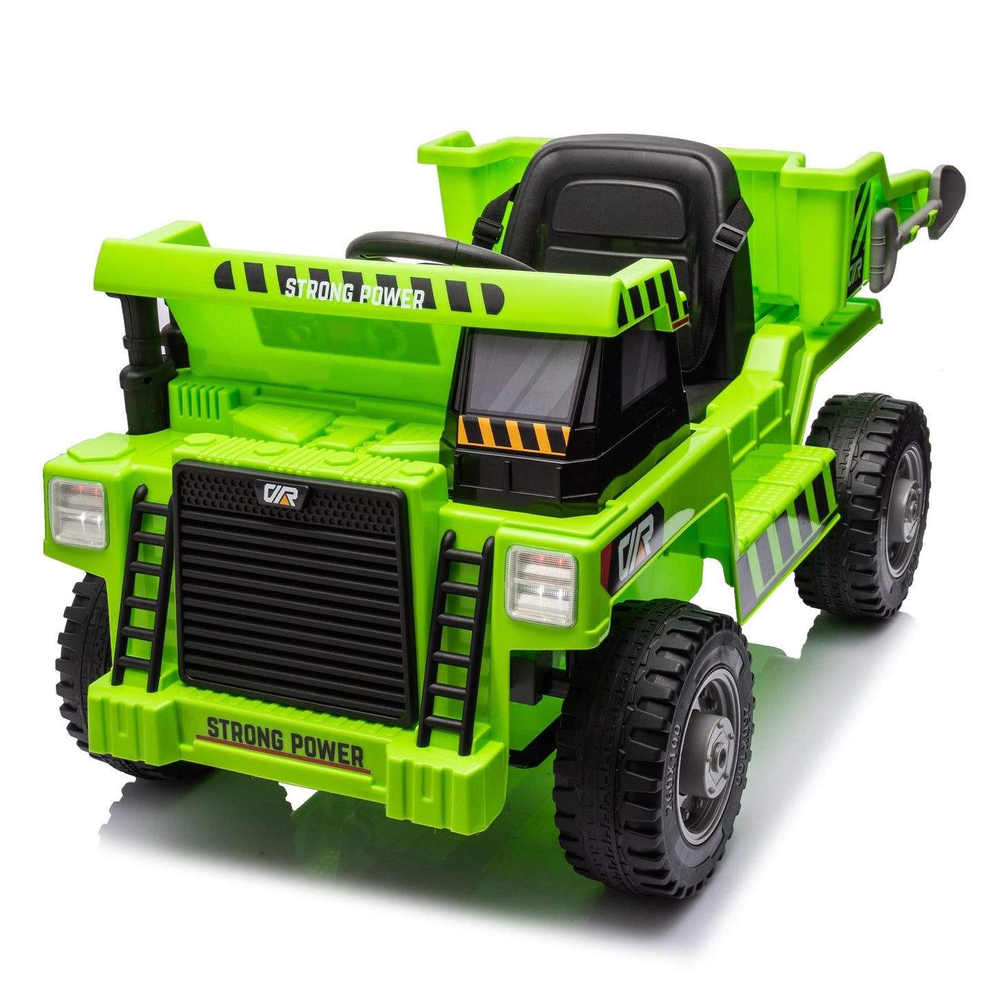 iRerts Ride on Dump Truck for Boys, 12V Ride on Car with Remote Control, 4 Wheel Construction Vehicles with Electric Dump Bed and Shovel, Powered Ride on Toys with Bluetooth, Music, USB Port, Green