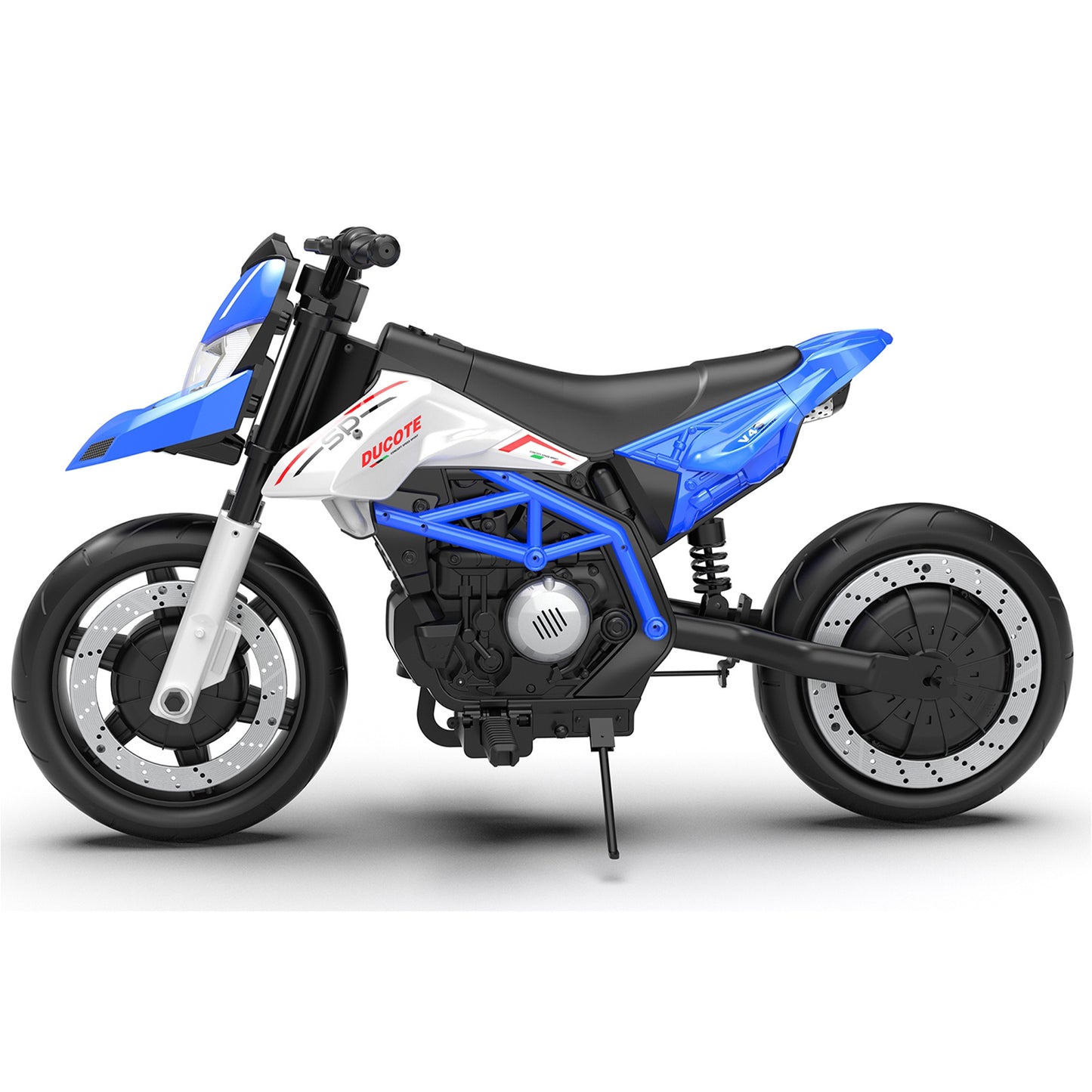 iRerts 24V Electric Dirt Bike for Kids, 200W Kids Electric Bike for Boys Girls Ages 6+, Kids Ride on Motorcycle with EVA Wheels, Suspension System, Safe Speed 4.35-9 MPH, Bluetooth Music, Blue