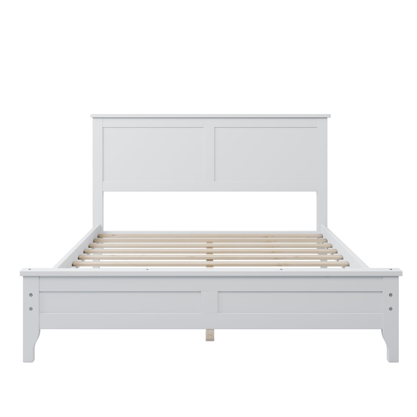 iRerts Full Size Bed Frame with Headboard, Wood Full Platform Bed Frame for Adults Teens Kids Bedroom, Modern Platform Bed Frame Full Size with Slats Support, No Box Spring Needed, White