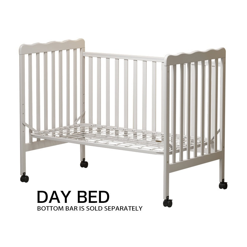 iRerts 3 In 1 Convertible Baby Crib, Wood Converts from Baby Crib to Toddler Bed and Daybed, Baby Bed with Locking Wheels, 4 Adjustable Mattress Heights, Non-Toxic Finish, White
