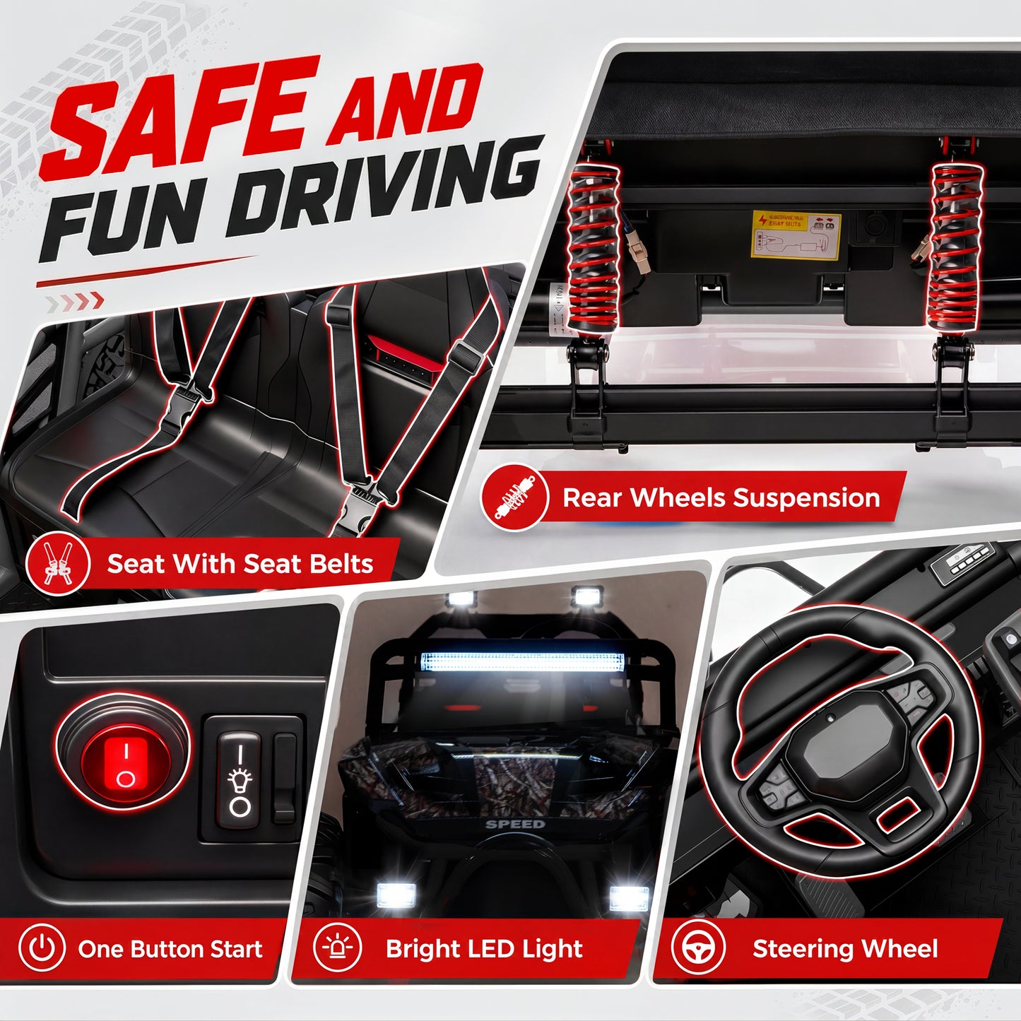iRerts 36V Powered Ride on Toys for Big Kids, 2 Seater Ride on UTV Cars with Bluetooth, Music, 4 Wheels Spring Suspension, Kids Car Electric Ride on Vehicles for Boys Girls Ages 6+, Black