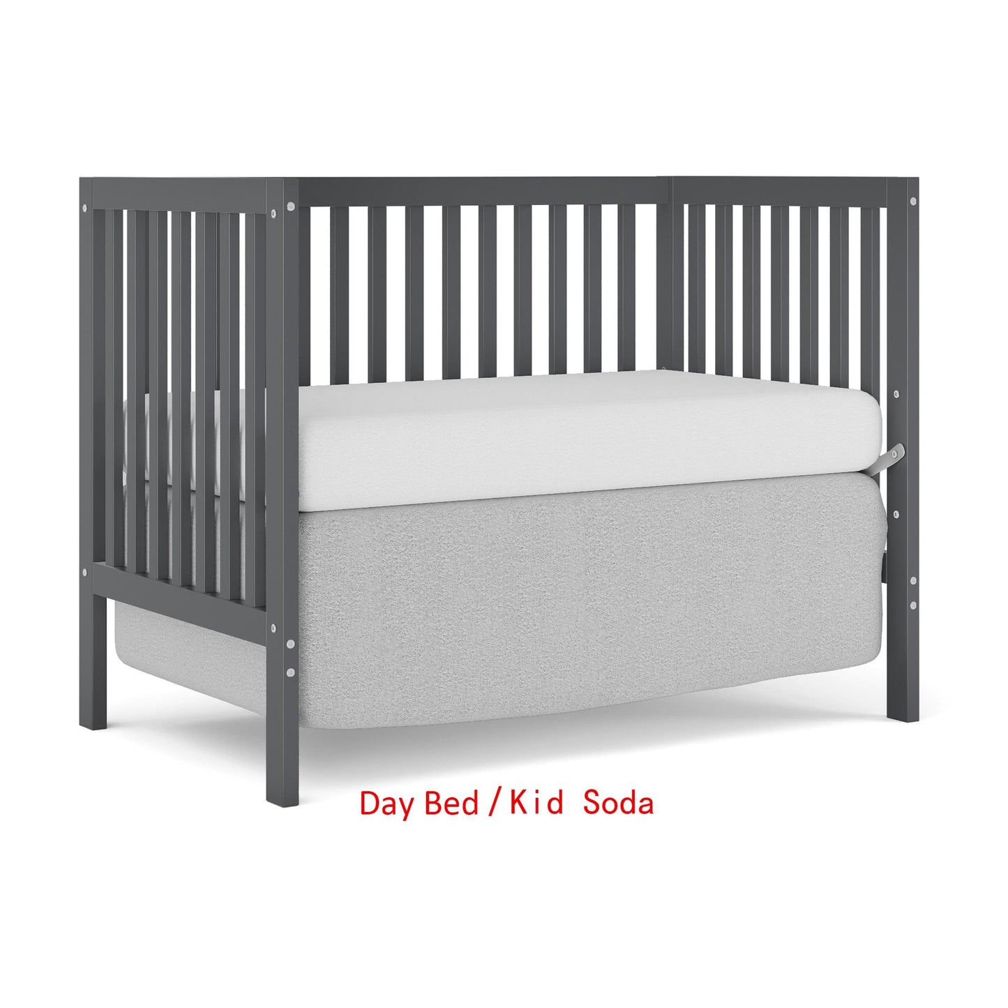 iRerts 5 In 1 Convertible Baby Crib, Wood Convertible Crib Toddler Bed with Wood Legs, Converts from Baby Crib to Toddler Bed, Fits Standard Full-Size Crib Mattress, Easy to Assemble, Gray
