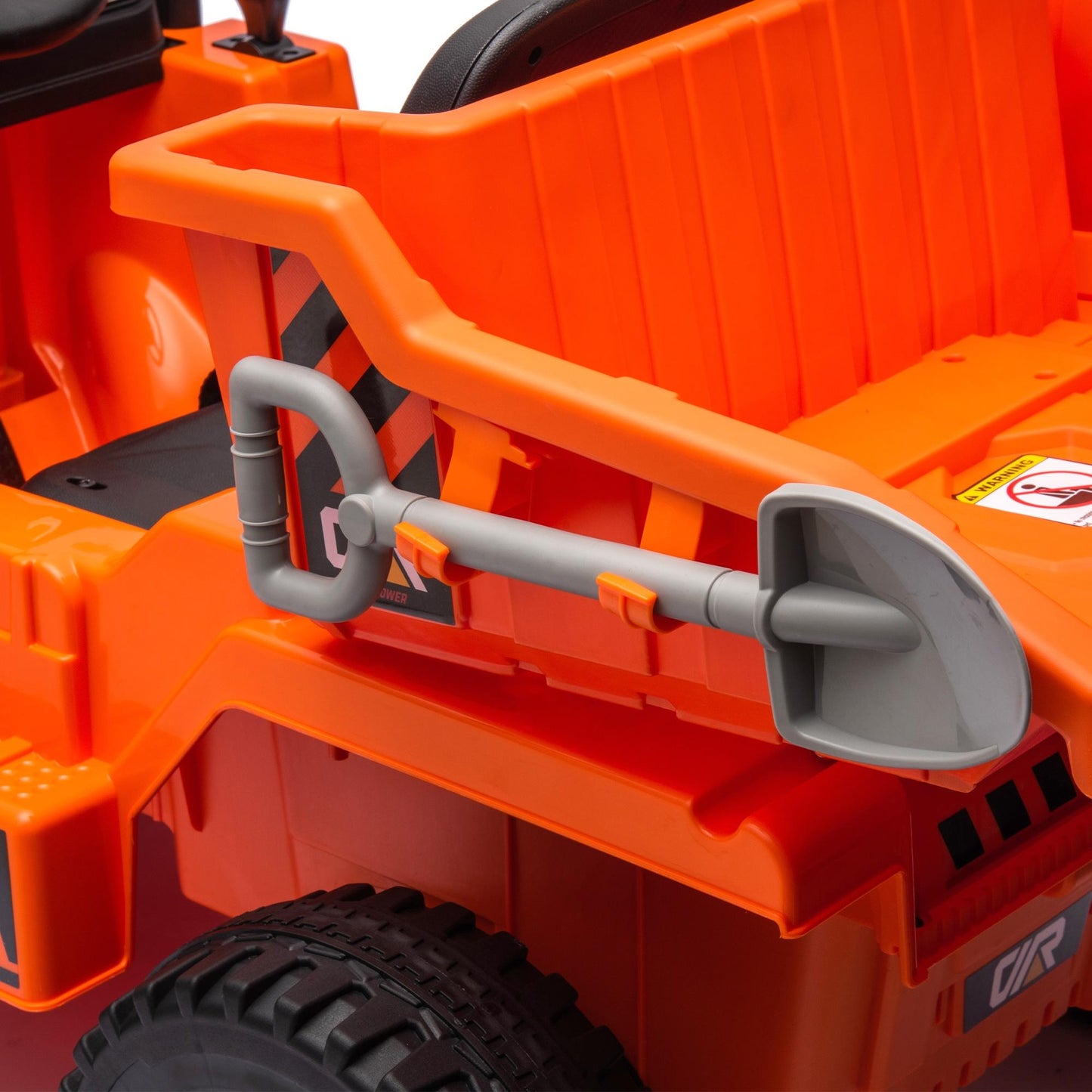 iRerts Ride on Dump Truck for Boys, 12V Ride on Car with Remote Control, 4 Wheel Construction Vehicles with Electric Dump Bed and Shovel, Powered Ride on Toys with Bluetooth, Music, USB Port, Orange