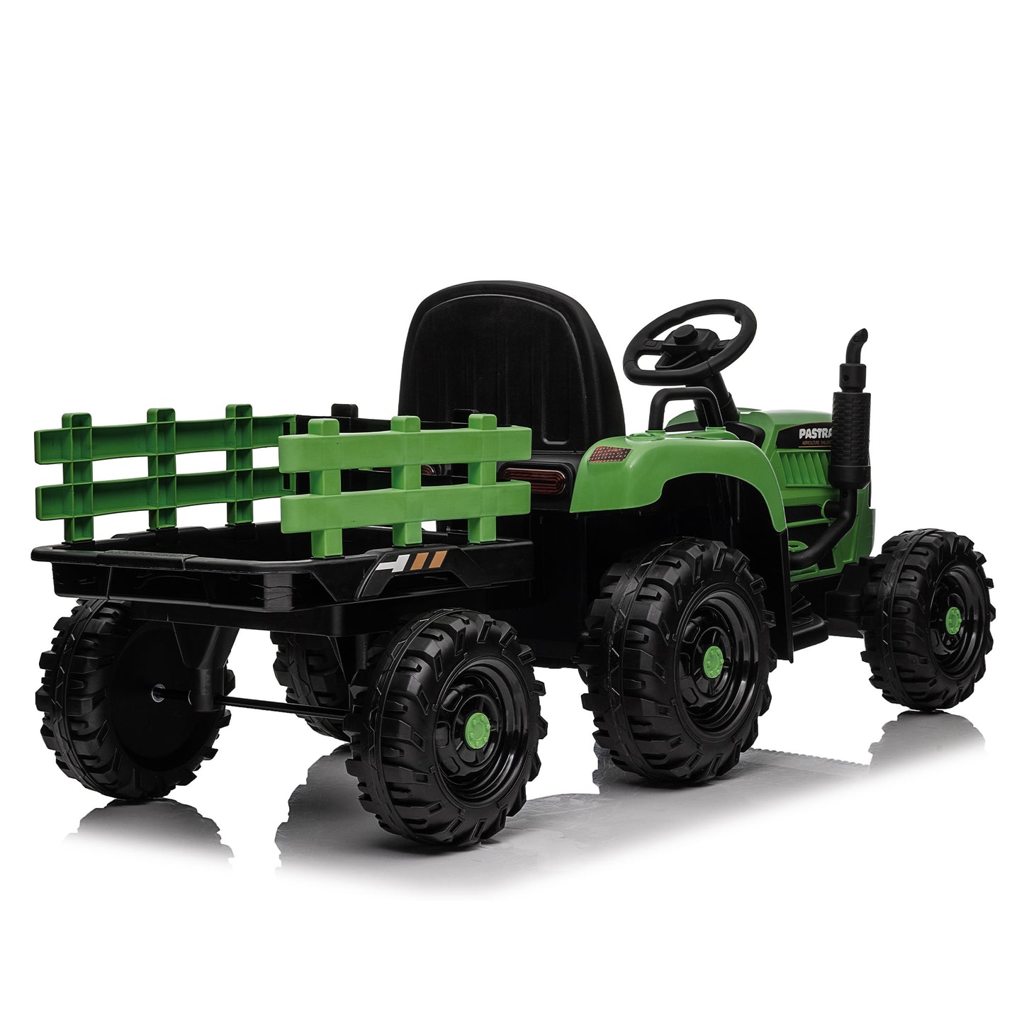 iRerts 24V Ride on Toy Tractor with Trailer, Powered Ride on Car with Remote Control, Electric Cars for Kids Toddlers 3-6 Years Old with 3 Speeds, Bluetooth, Music, USB/MP3 Ports, LED Light, Emerald