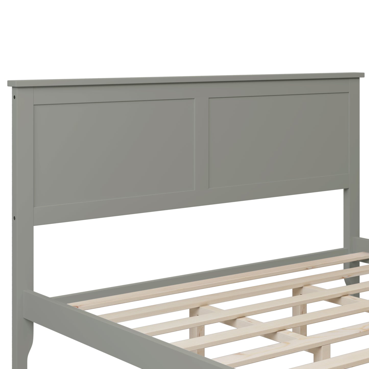 iRerts Queen Platform Bed Frame with Headboard and Footboard, Solid Wood Bed Frames Queen Size with Slats Support, Oak Top, Modern Queen Bed Frame No Box Spring Needed for Kids Adults, Gray