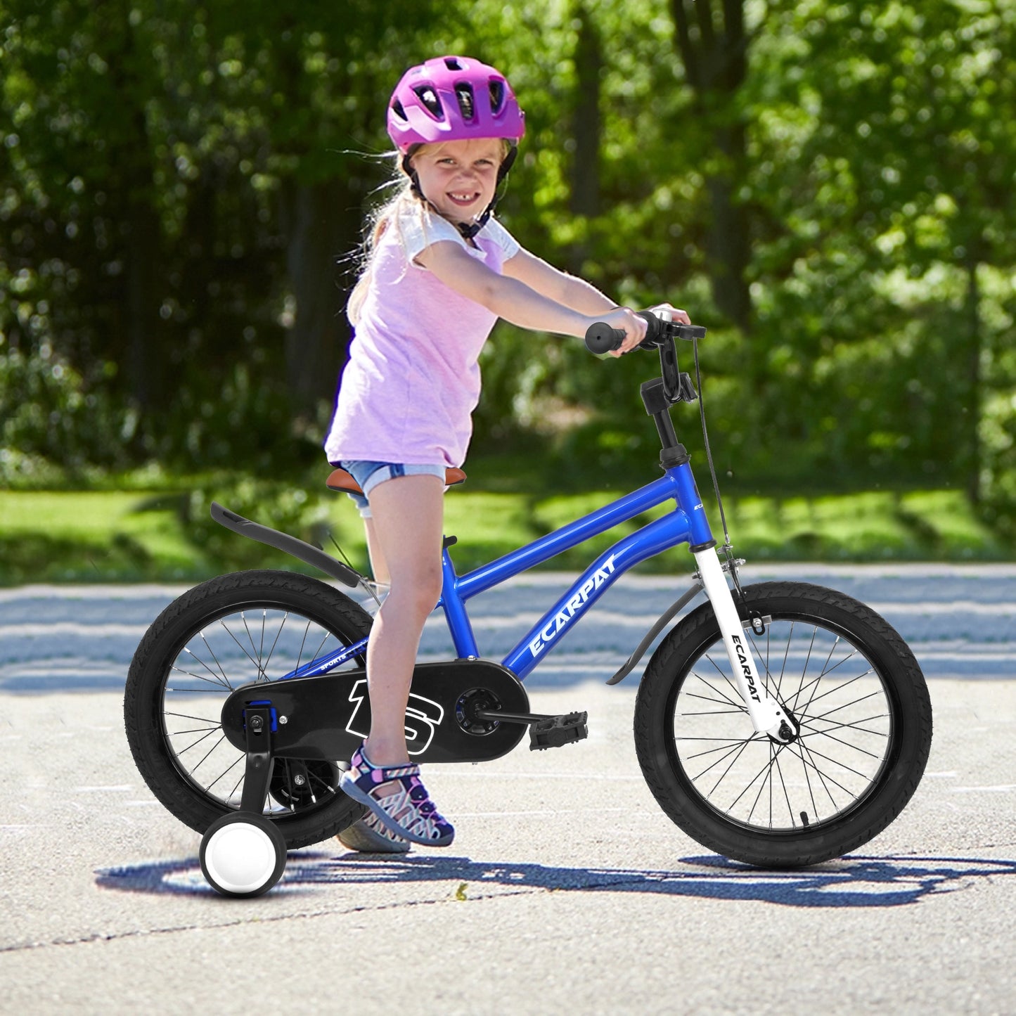 iRerts Kids Bicycles 16 Inch, Freestyle Kids Bike Sport Bicycle for Boys Girls 3-6 Years Old, Girls Boys Bicycles with Training Wheels, Fender, Blue