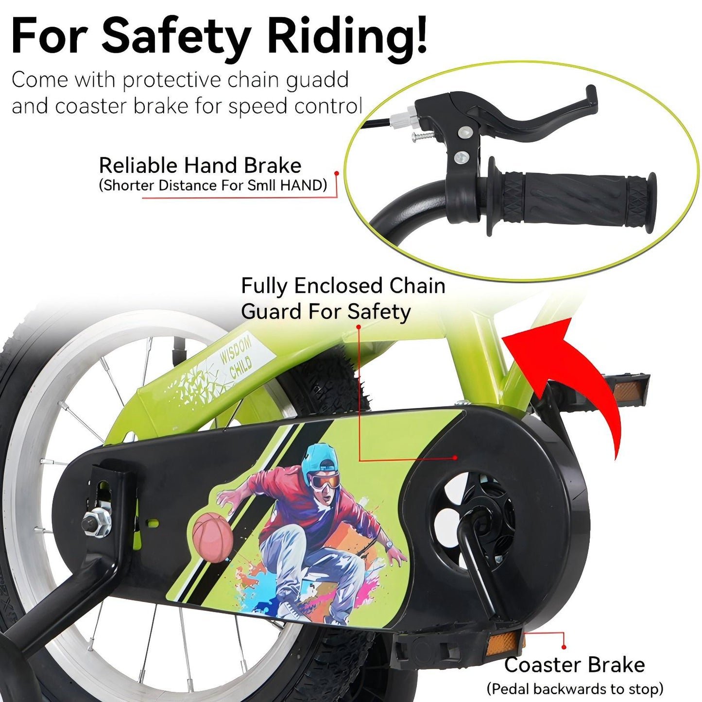 iRerts Kids Bike with Training Wheels, 16 Inch Kids Bicycle for Boys Girls Ages 4-8 Years Old, Girls Bicycles for Kids with Adjustable Seat, Fender and Varrier, Green
