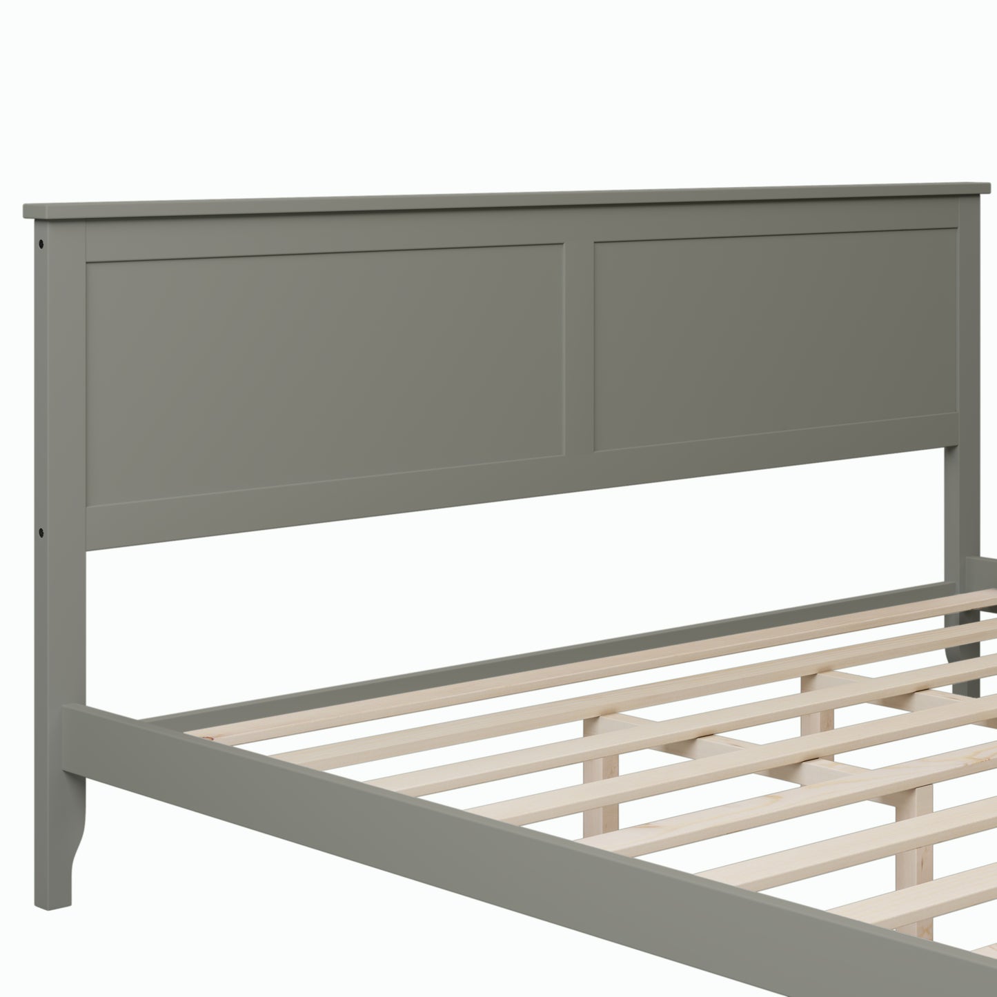 iRerts King Platform Bed Frame with Headboard and Footboard, Solid Wood Bed Frames King Size with Slats Support, Oak Top, Modern King Bed Frame No Box Spring Needed for Kids Adults, Gray
