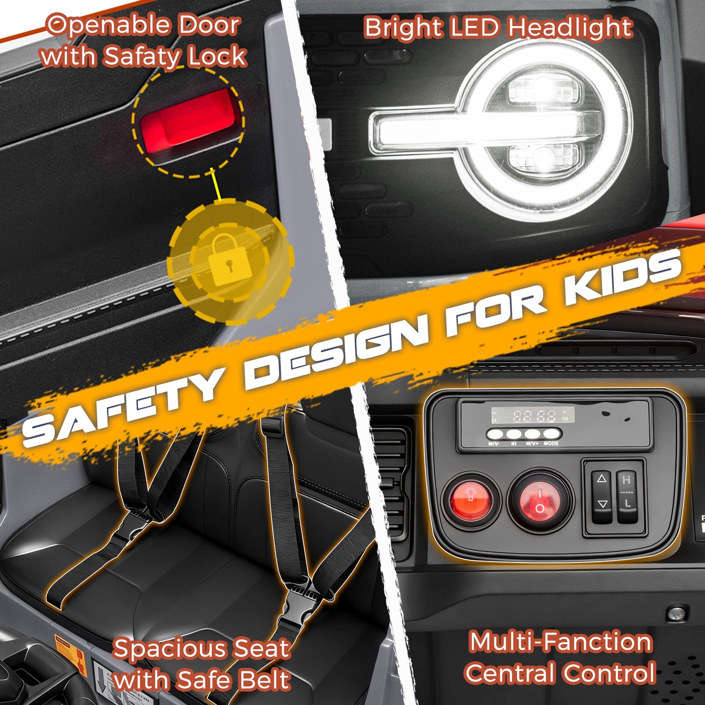 iRerts 2 Seater Ride on Cars, Licensed Ford Bronco Base 24V Ride on Toys for Big Kids Ages 3-8, Powered Kids Car Electric Vehicle with Remote Control, Bluetooth, LED Lights, 4 Wheel Suspension, Gray