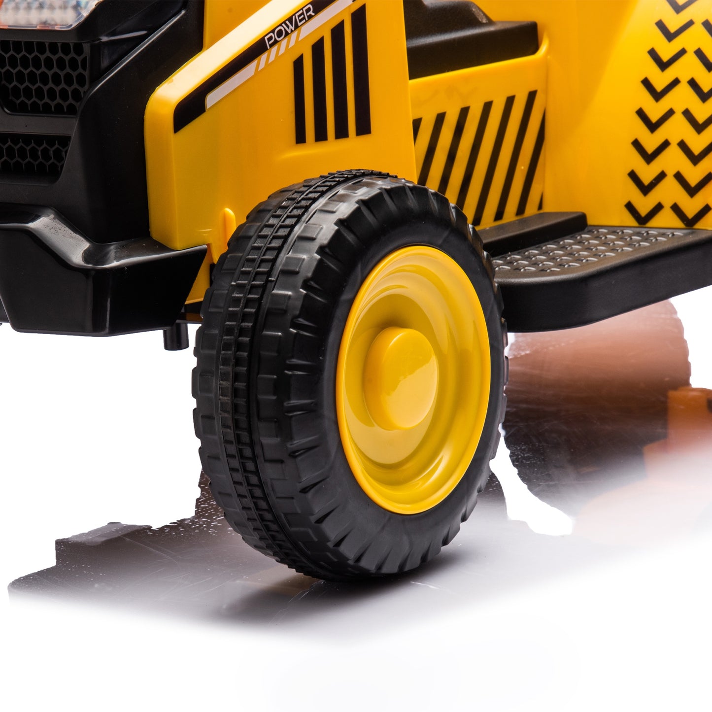 iRerts 12V Ride on Tractor, Powered Ride on Car for Kids Boys Girls Ages 3-6 Gifts, Kids Ride on Toys Electric Cars with Removable Storage Tug, Bluetooth ,Music, MP3/USB Ports, LED Light, Yellow