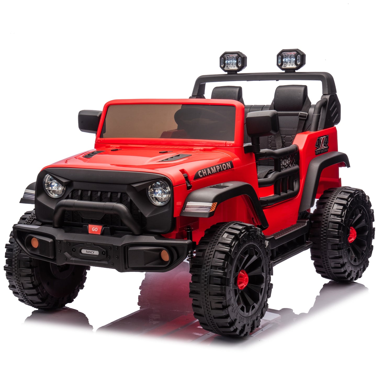 iRerts Ride on Toys for Kids 4-8, 24V 2 Seater Ride on Car with Remote Control, Powered Ride on Truck for Boys Girls Gifts, Kids Electric Vehicles with Bluetooth, USB/MP3, Light/Searchlight, Red