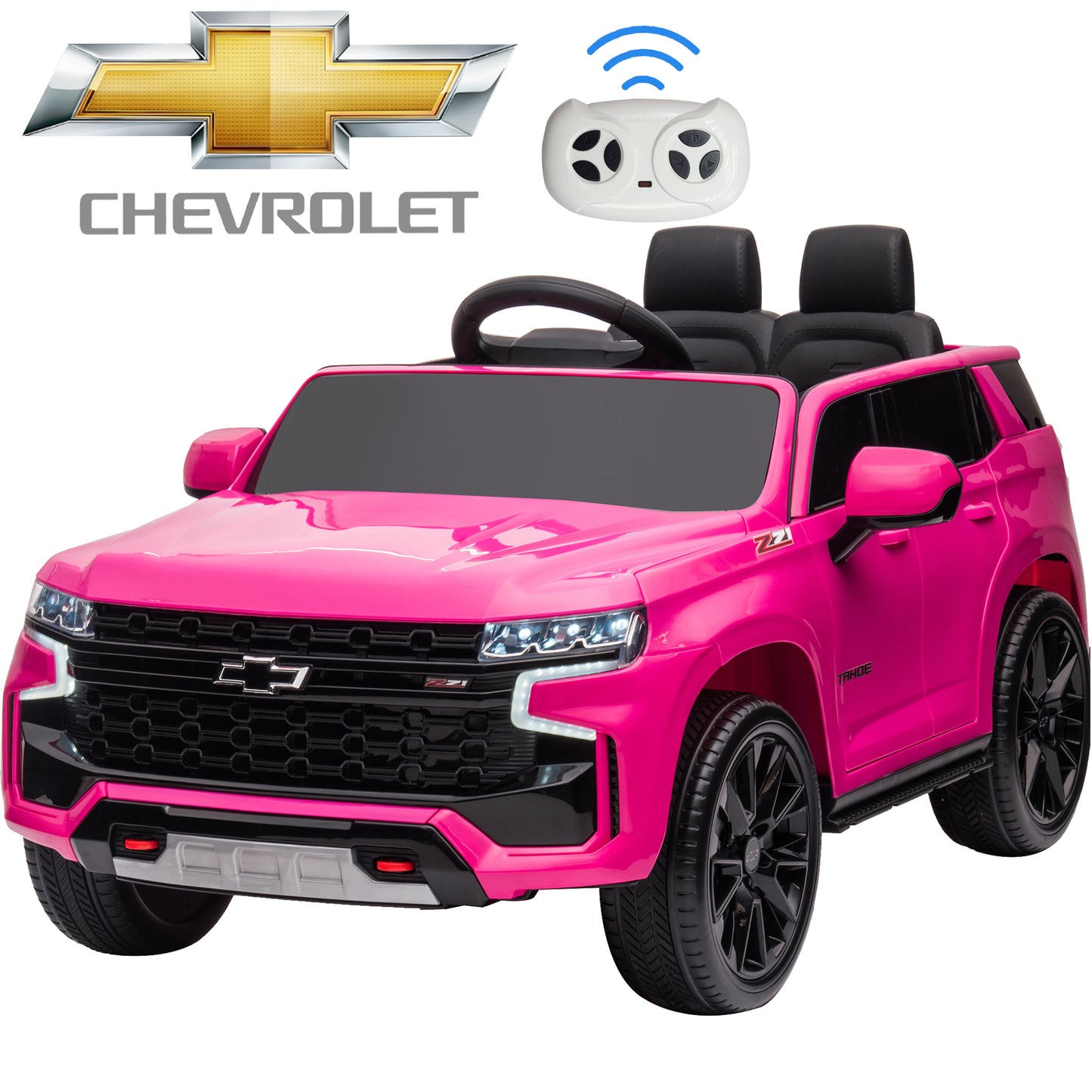 iRerts Pink 12V Chevrolet Tahoe Powered Ride On Cars with Remote Control, Kids Ride on Toys for Boys Girls Gifts Ages 3-6, Battery Powered Kids Electric Cars with Music, MP3/USB/AUX Port