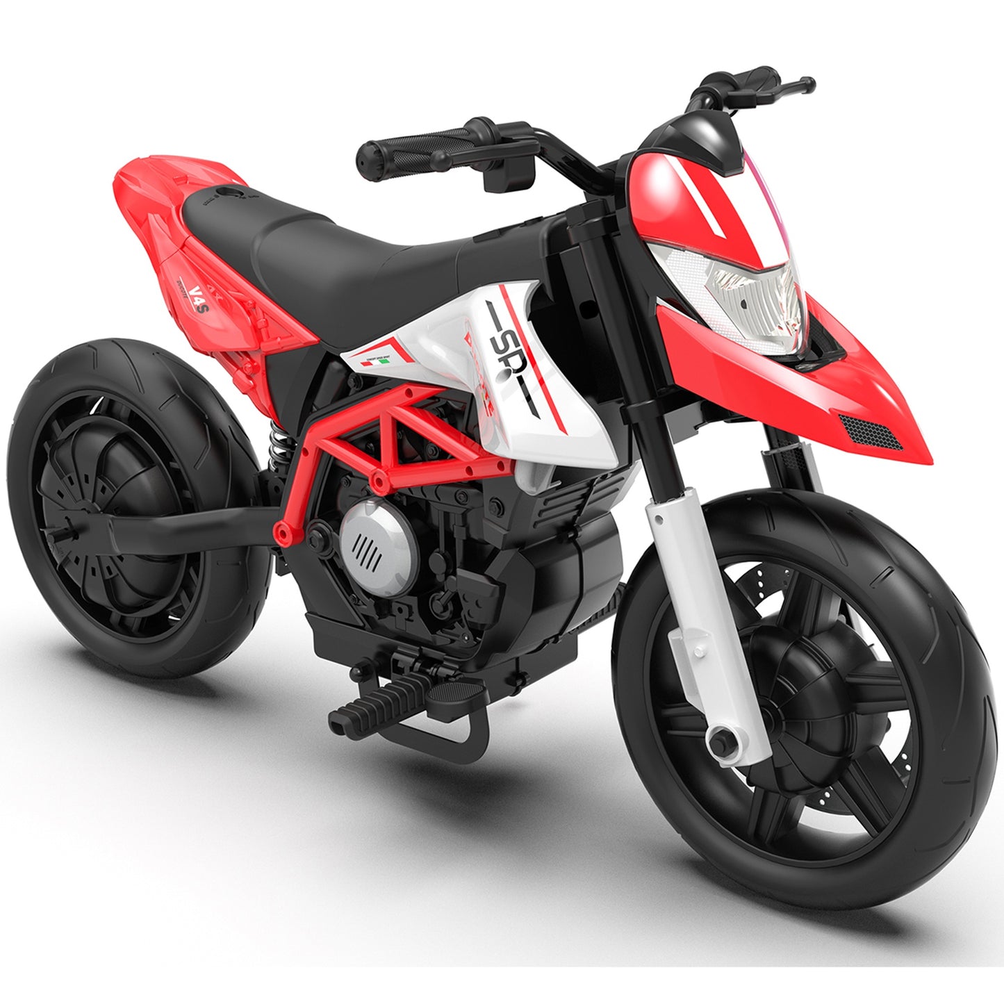 iRerts 24V Electric Dirt Bike for Kids, 200W Kids Electric Bike for Boys Girls Ages 6+, Kids Ride on Motorcycle with EVA Wheels, Suspension System, Safe Speed 4.35-9 MPH, Bluetooth Music, Red