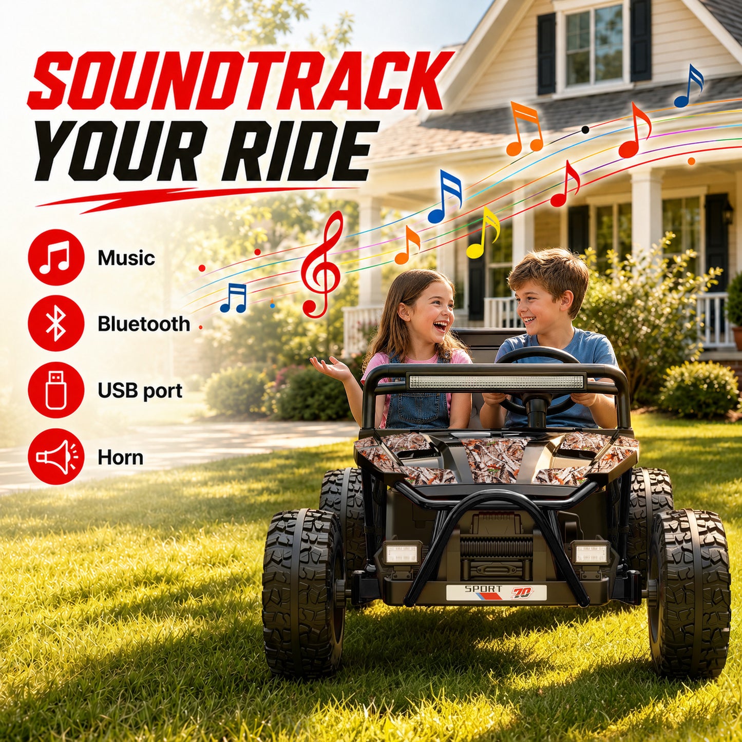 iRerts 36V Powered Ride on Toys for Big Kids, 2 Seater Ride on UTV Cars with Bluetooth, Music, 4 Wheels Spring Suspension, Kids Car Electric Ride on Vehicles for Boys Girls Ages 6+, Black