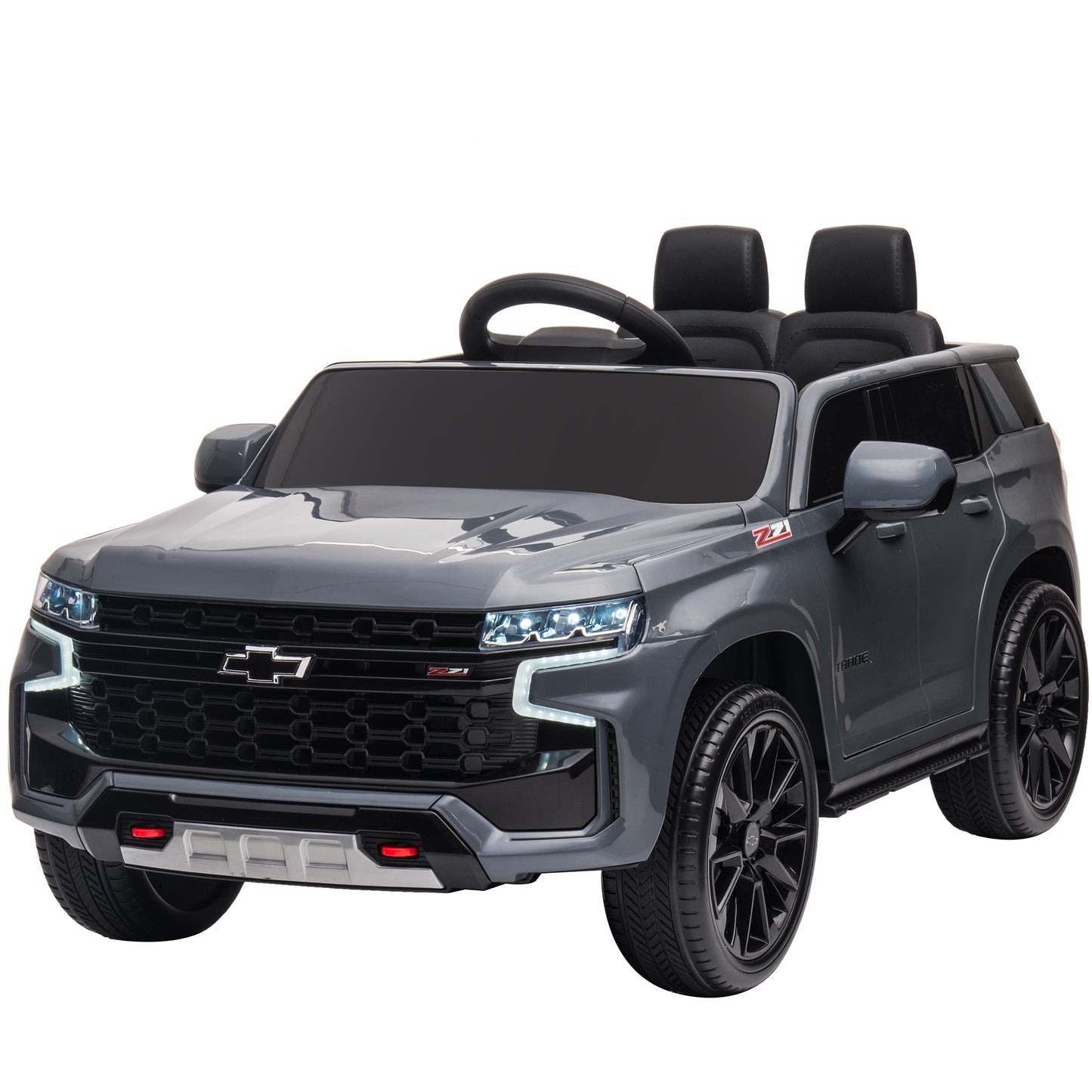 iRerts 12V Battery Powered Ride on Cars with Remote Control, Licensed Chevrolet Tahoe Kids Electric Cars for 3-6 Ages Kids Gift, Ride On Toy with Bluetooth, Music, MP3/USB/AUX Port, LED Light, Gray