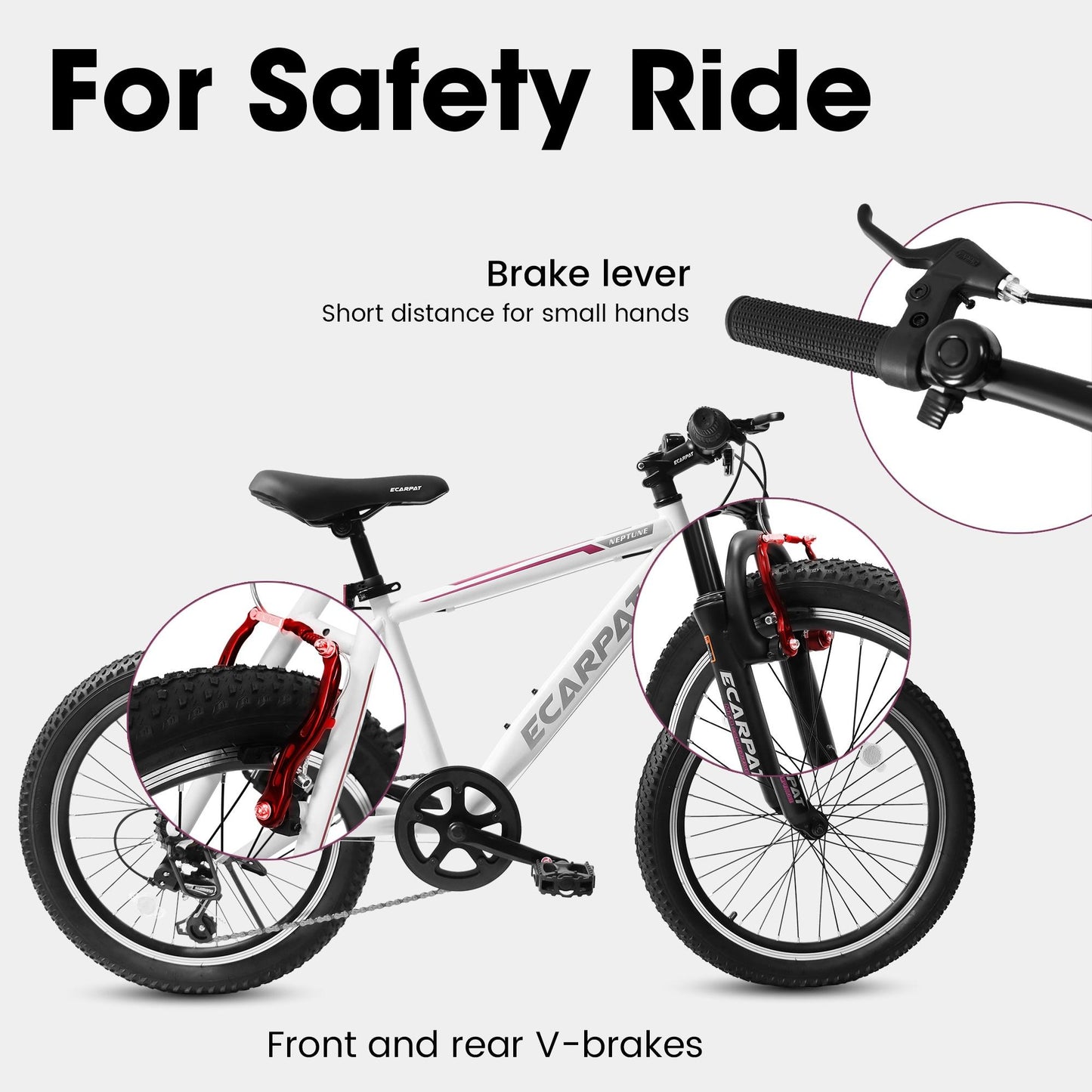 iRerts 20" Kids Bike for 8-12 Year Olds Boys Girls, Gears Shimano 7 Speed Mountain Bike for Kids, Children Bicycle with Adjustable Seat Saddle, Steel Frame Girls Boys Sports Bikes with V-Brake, White