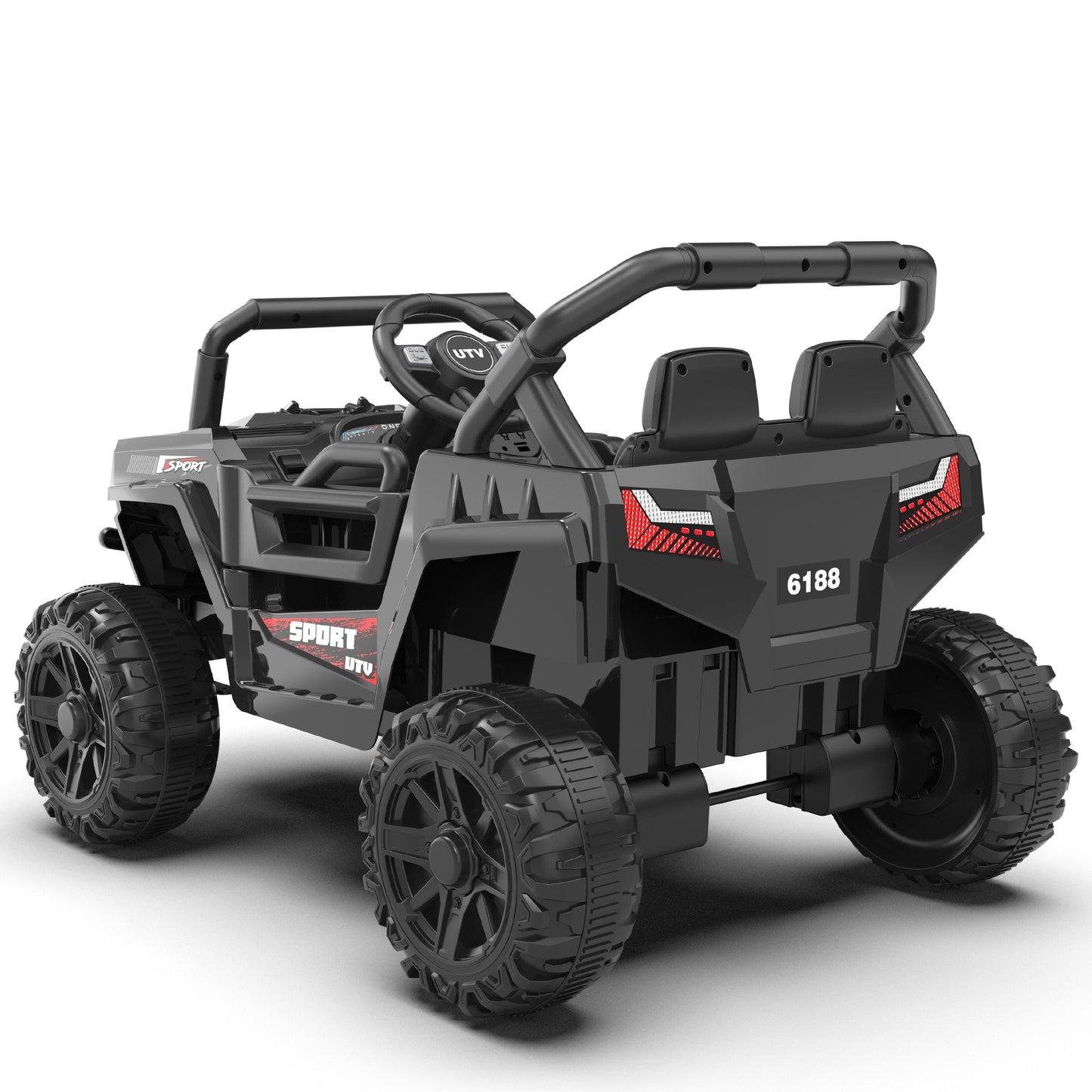 iRerts 12V Ride on Car UTV with Remote Control, Powered Ride on Toys for Kids Boys Girls Ages 3-5, Electric Car for Kids with Bluetooth, Music, MP3 Ports, LED Lights, Horn, Black