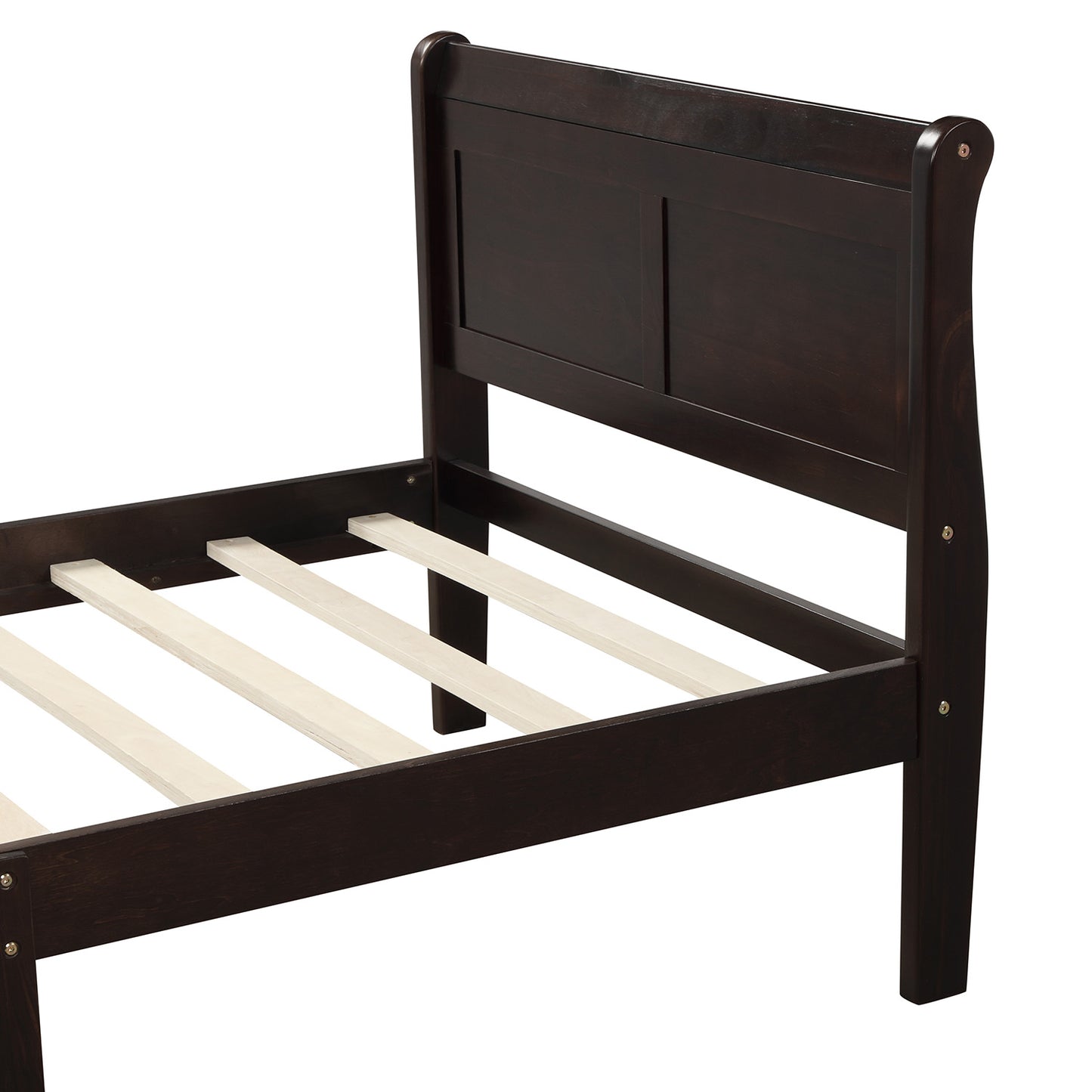iRerts Wood Twin Platform Bed Frame, Modern Twin Bed Frame with Headboard, Twin Size Wood Platform Bed with Wooden Slat Support, No Box Spring Needed, Easy Assembly, Espresso
