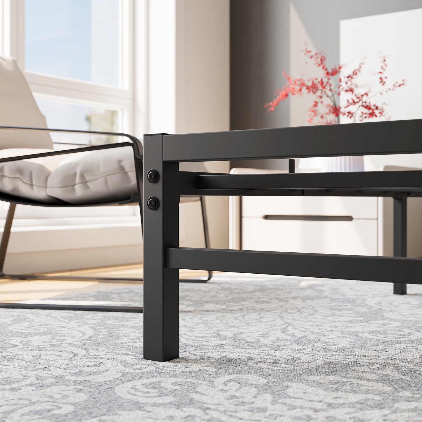 iRerts Queen Bed Frame with Headboard, Metal Platform Bed Frame No Box Spring Needed, Bed Frame Queen Size with Metal Support,  Noise-Free, Under Bed Storage, Easy Assembly, Rustic Brown