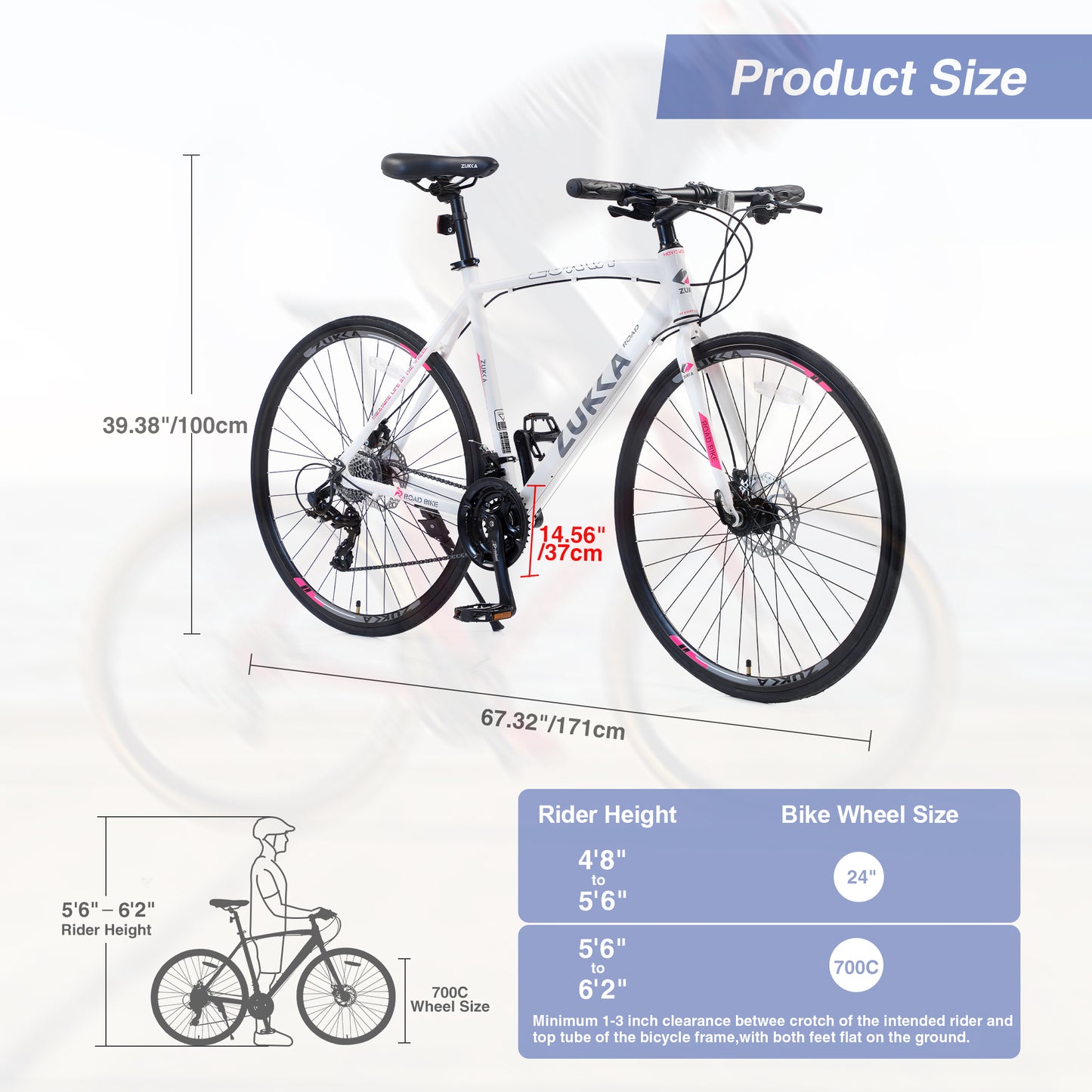 iRerts 24 Speed Hybrid Bike, 700C Road Bikes for Men Women, Adult City Bicycle Commuter Bike with Double Disc Brake and 3*8 Gears Shimano, Lightweight Adult Bike for School Commuting, White