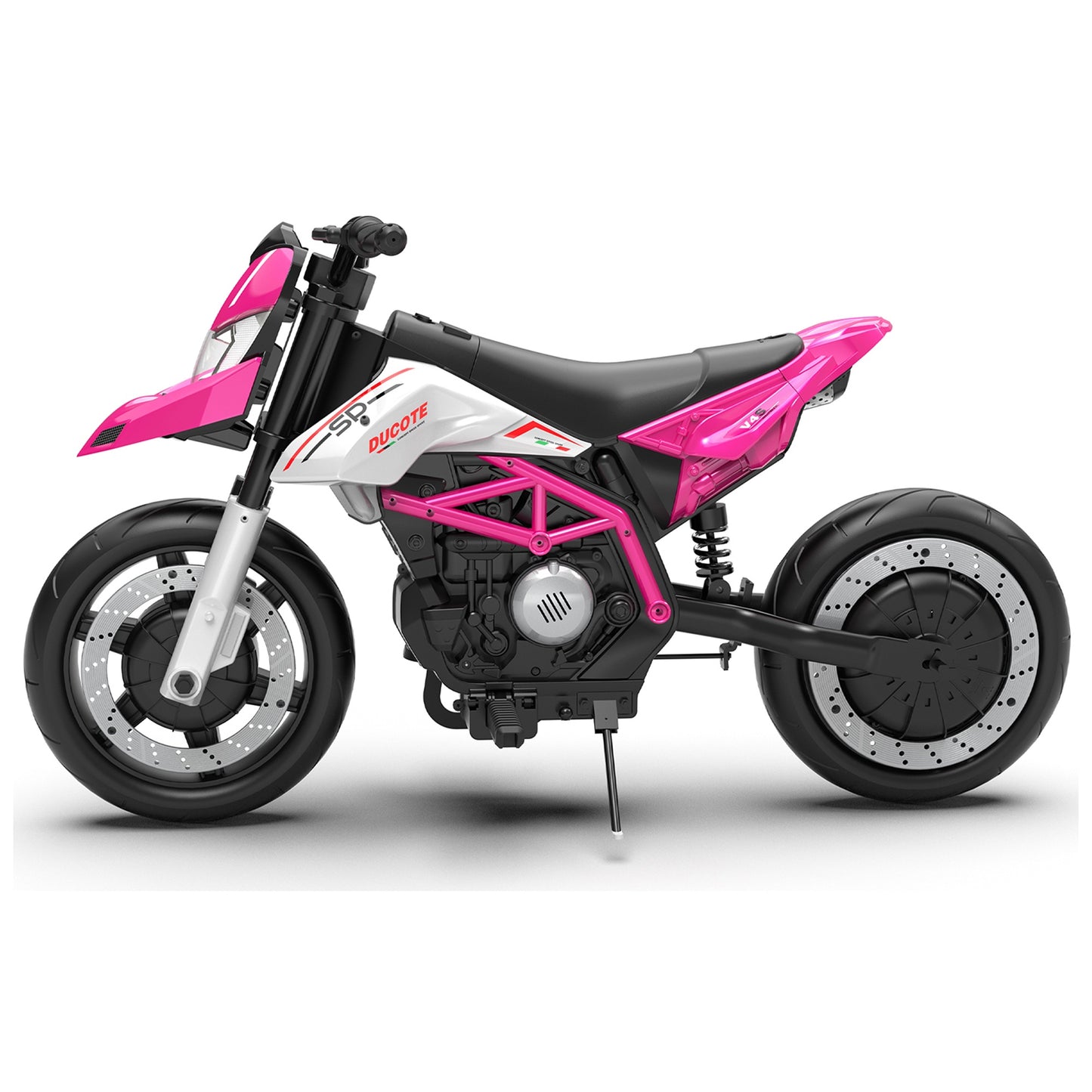 iRerts 24V Electric Dirt Bike for Kids, 200W Kids Electric Bike for Boys Girls Ages 6+, Kids Ride on Motorcycle with EVA Wheels, Suspension System, Safe Speed 4.35-9 MPH, Bluetooth Music, Pink