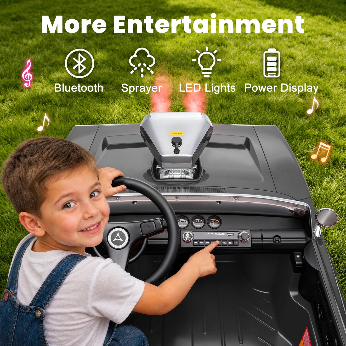 Dodge 24V 2 Seater Ride on Car with Remote Control/Bluetooth, Dodge Charger R/T 1970 Battery Powered Ride on w/4-Wheel Suspension, Electric Car for Kids Toddler