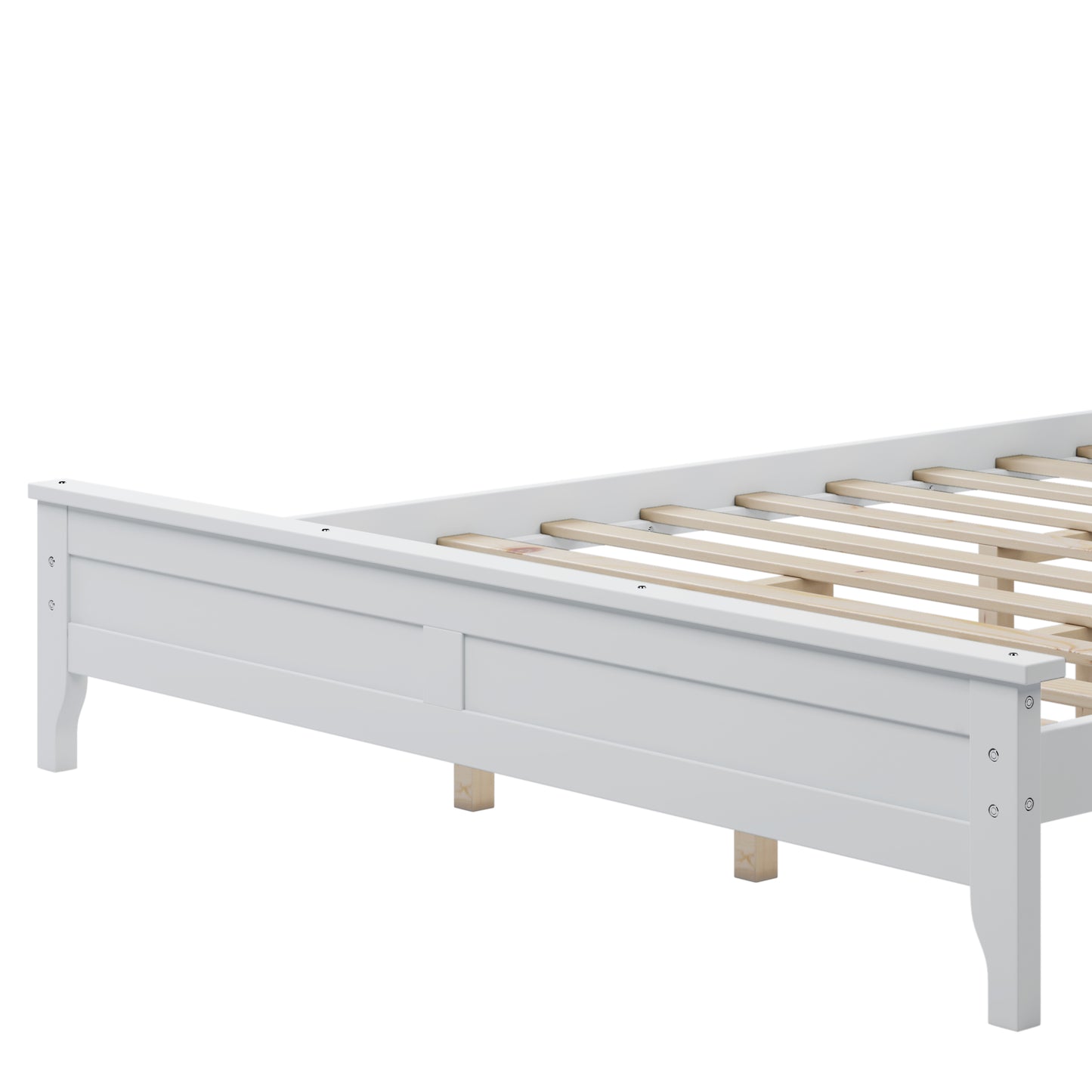 iRerts Queen Platform Bed Frame with Headboard and Footboard, Solid Wood Bed Frames Queen Size with Slats Support, Oak Top, Modern Queen Bed Frame No Box Spring Needed for Kids Adults, White