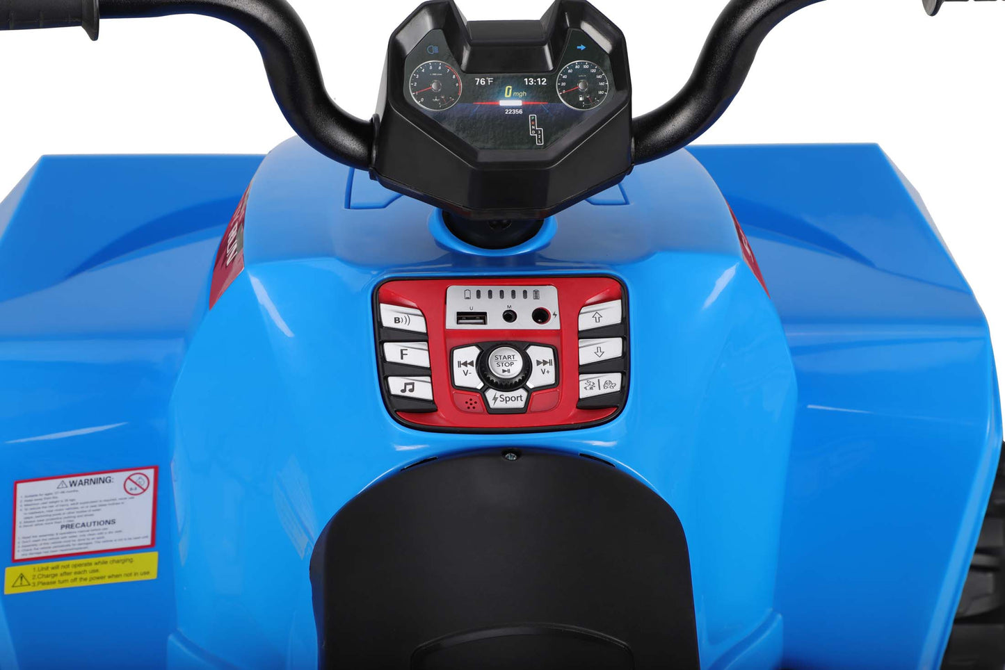 24V Battery Powered Ride on ATV, 4WD Kids Ride on Cars with Bluetooth, Music, LED Light, USB/AUX Ports, Ride on Toys Electric Cars for Kids Boys Girls 3-8 Ages Gifts, Blue