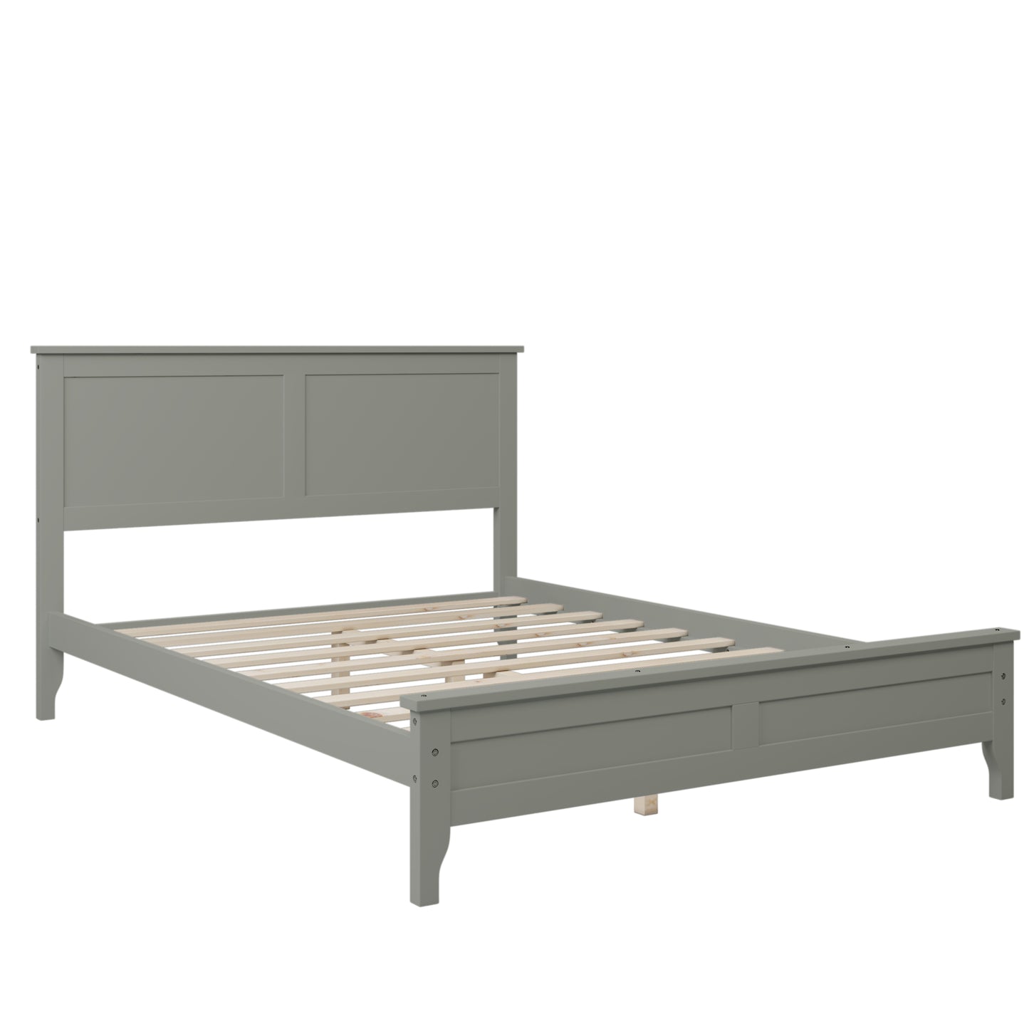 iRerts Full Platform Bed Frame with Headboard and Footboard, Solid Wood Bed Frames Full Size with Slats Support, Oak Top, Modern Full Bed Frame No Box Spring Needed for Kids Adults, Gray