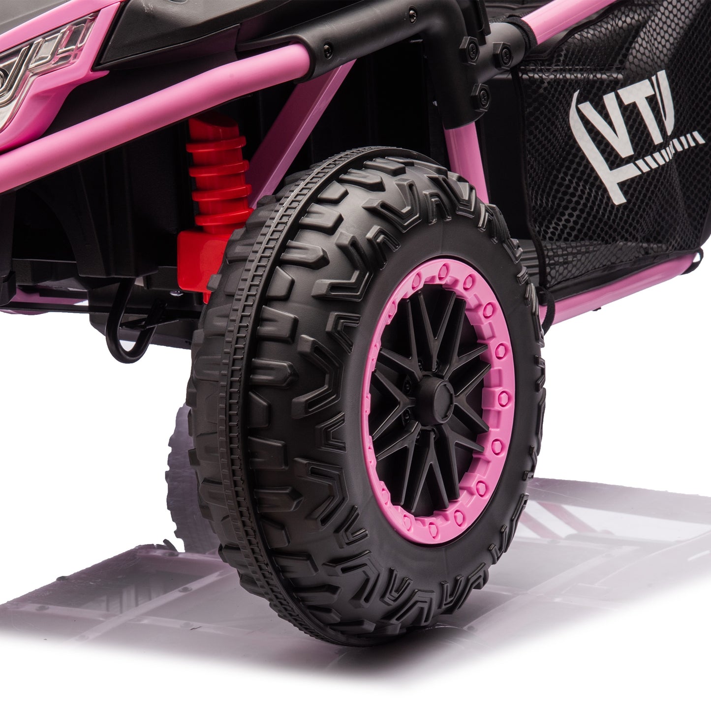 iRerts 2 Seater Ride on Car for Kids, 24 Volt Ride on Toys for Boys Girls Gifts, Powered Ride on UTV Electric Vehicle with Remote Control, Bluetooth, MP3/USB Ports, 4 Wheel Spring Suspension, Pink