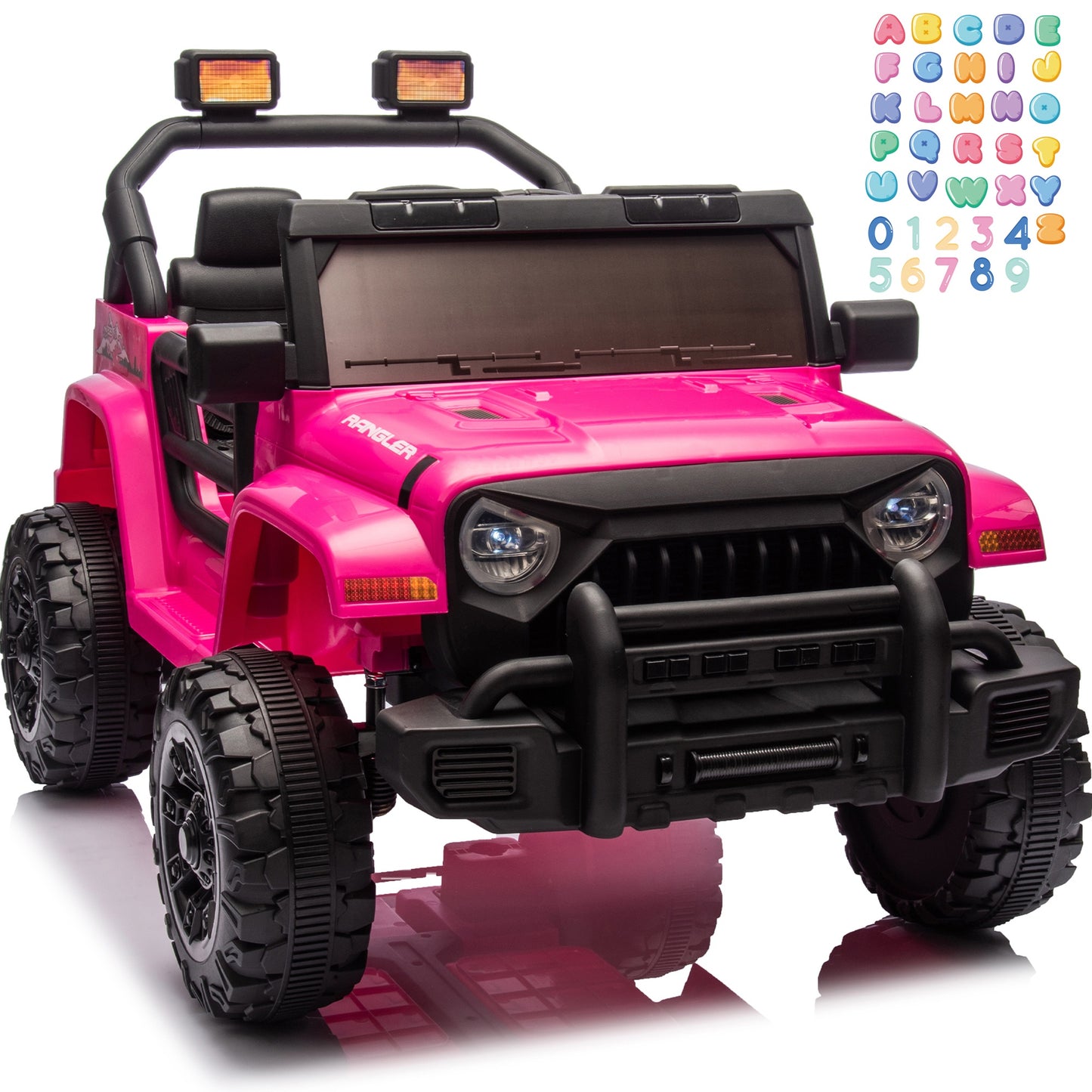 iRerts 12V Ride on Cars with Remote Control, Electric Cars for Kids Boys Girls 3-6 Ages, Powered Ride on Toys Truck with Bluetooth, Music, MP3/USB Port, Detachable Steering Wheel, Pink