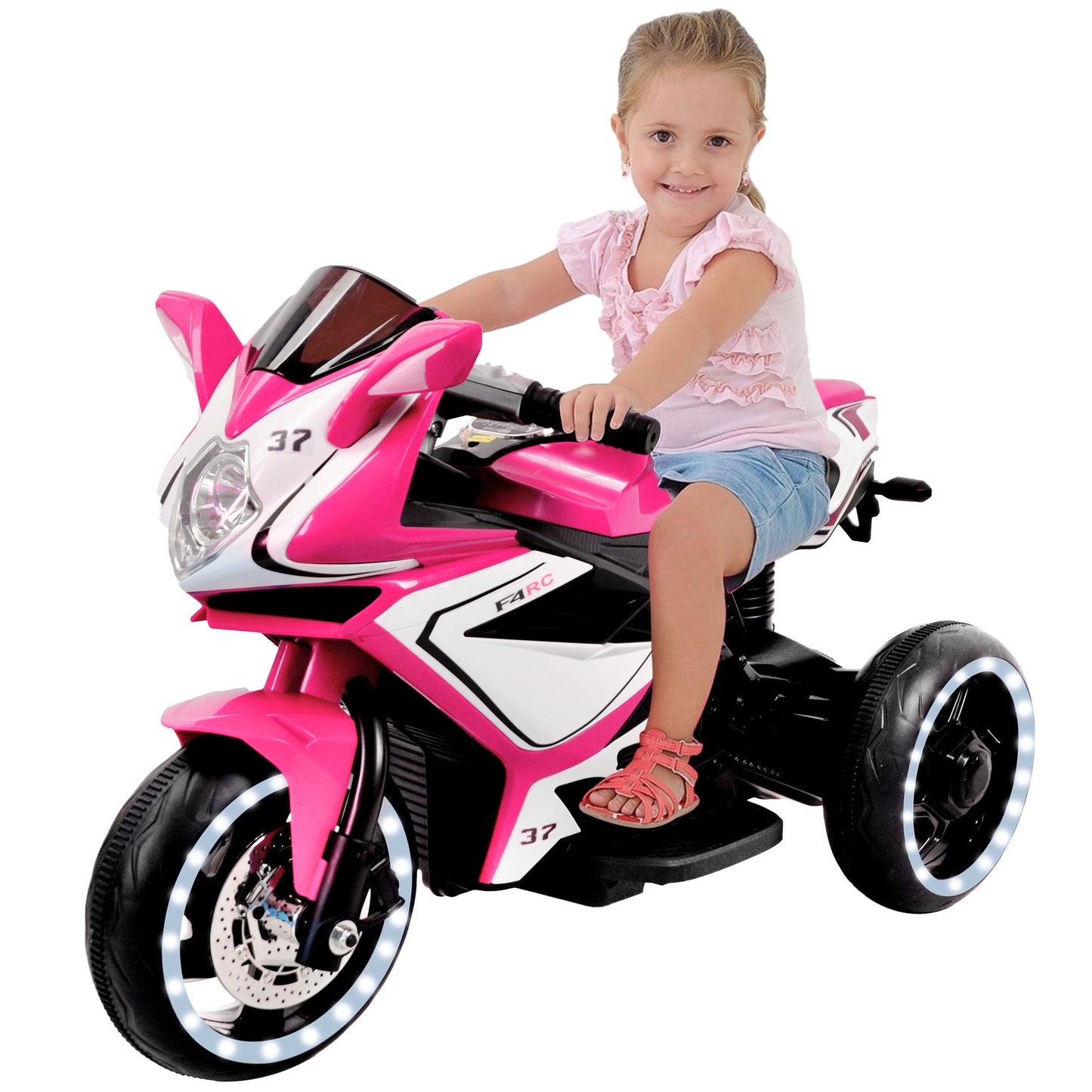 6V Electric Ride on Motorcycle for Toddlers Kids, Battery Powered Motorized Motorcycle Bike, Ride on Toy w/LED Light and Music for Girls Boys Ages 3+, 3 Wheels